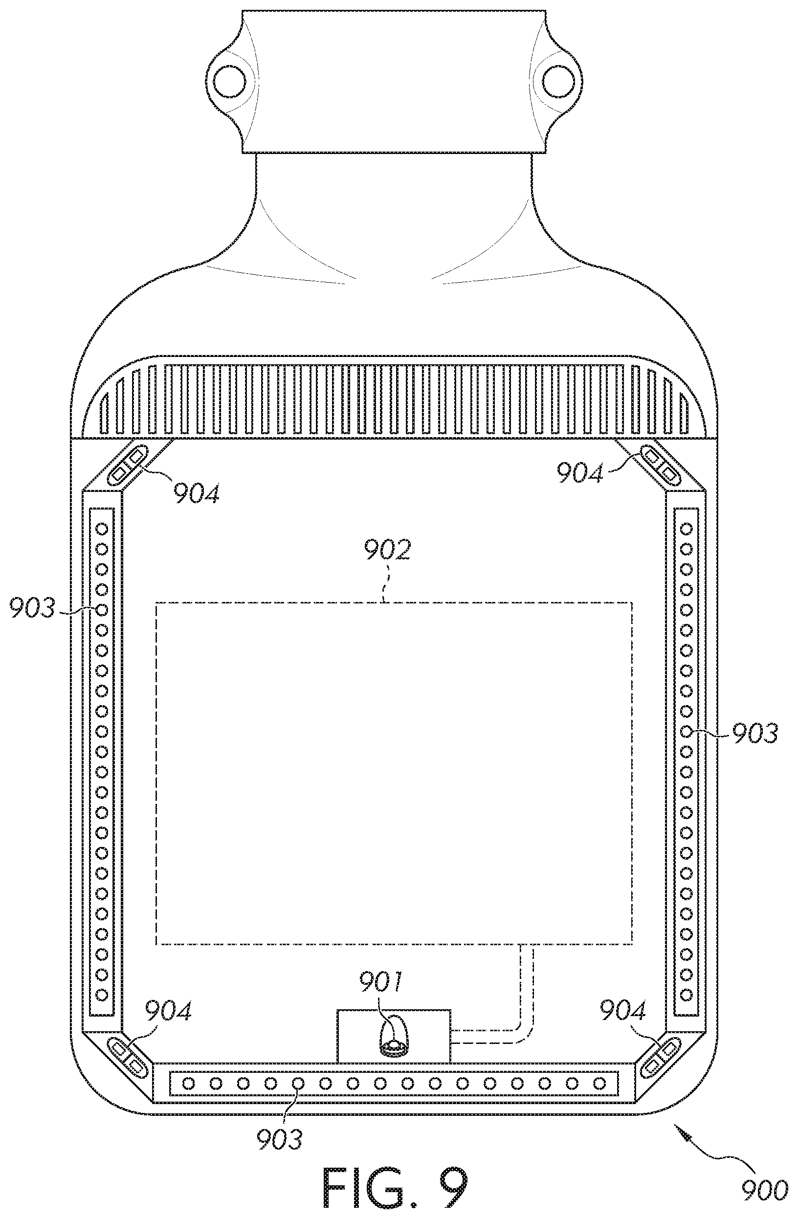Patent US12350200 Figure 9 – Protective apparatuses for minimizing risk of transmission of infection and associated systems