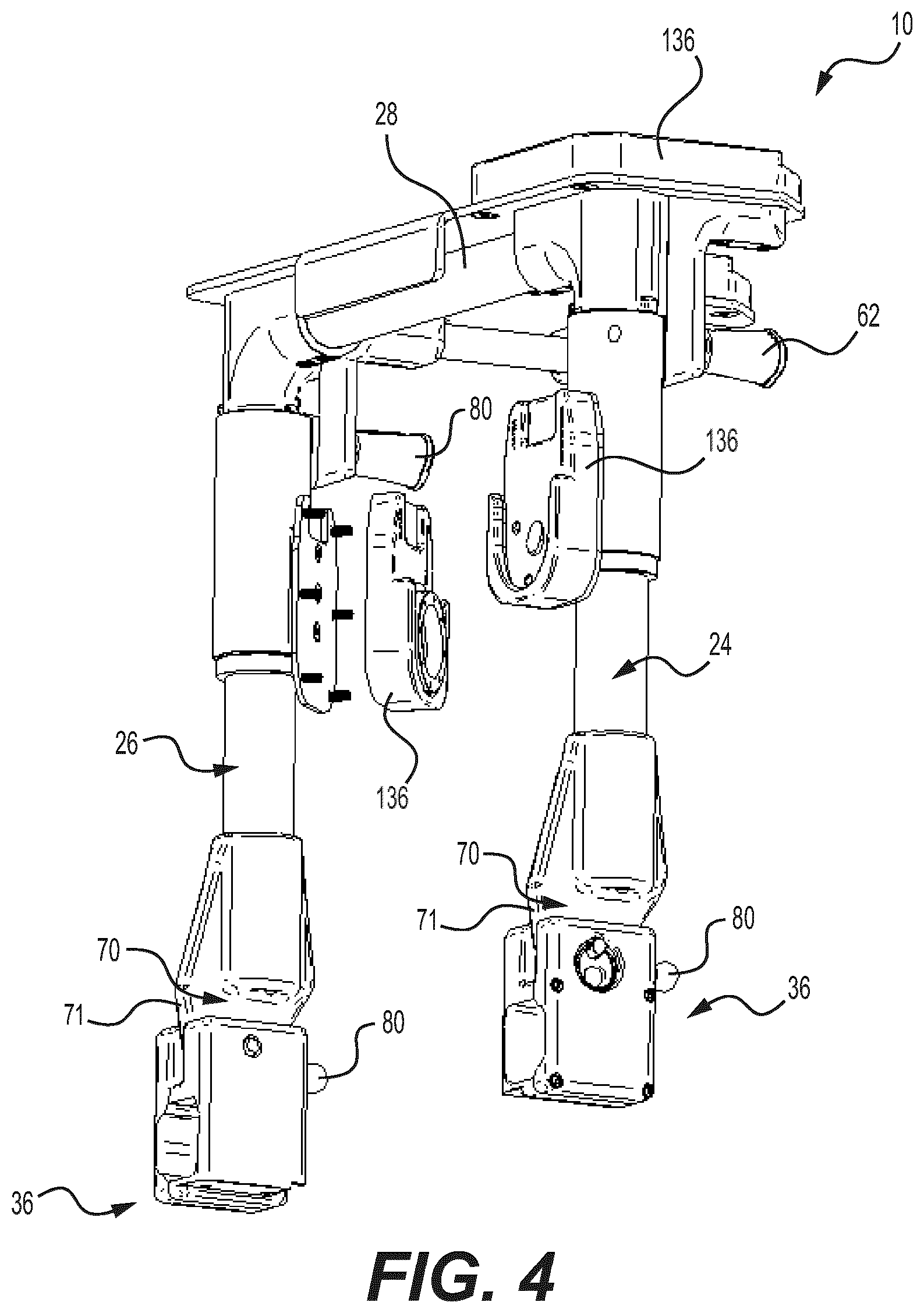 Patent US12350201 Figure 4 – Mounting apparatus for securing equipment to a patient transport system