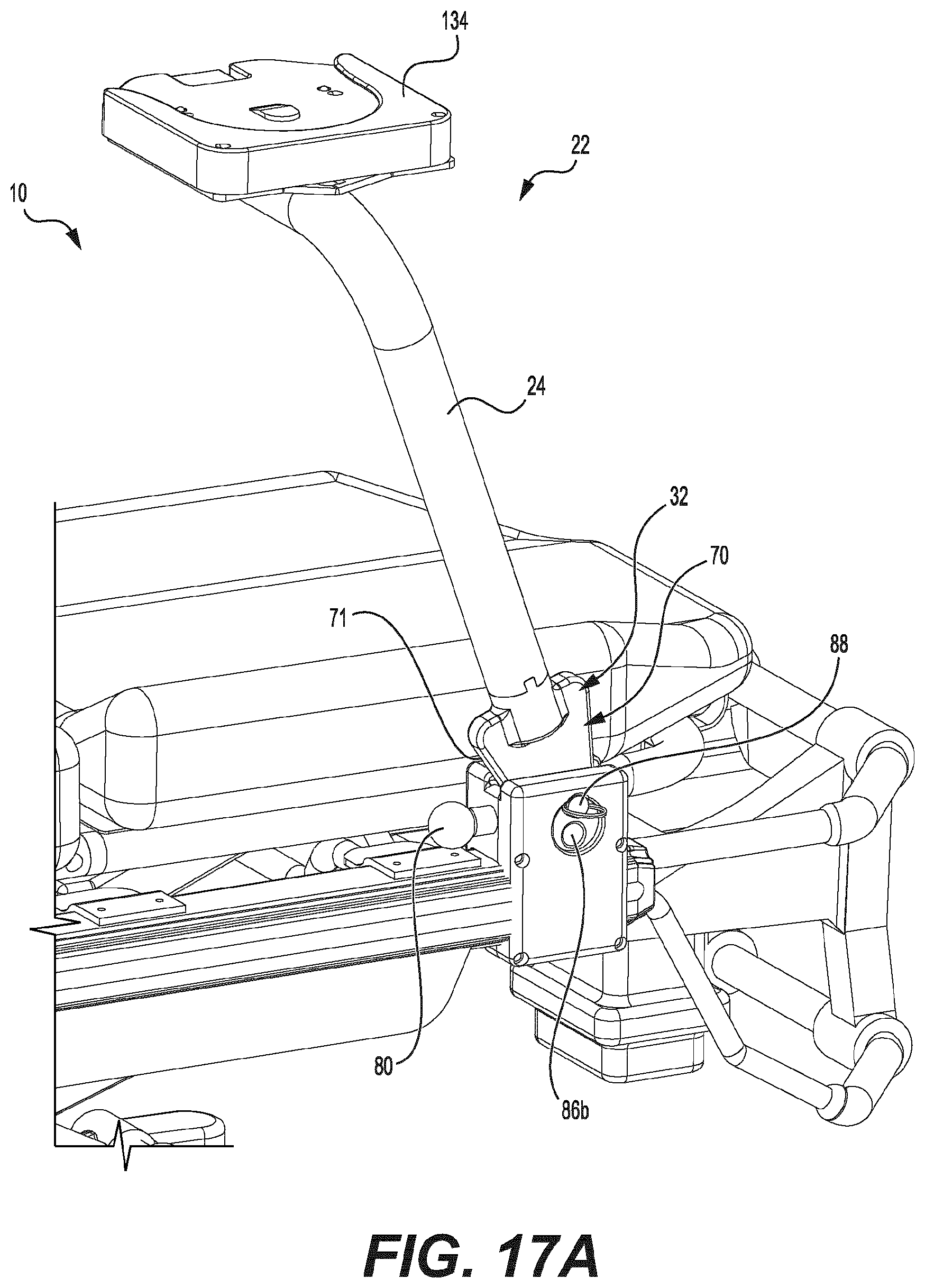 Patent US12350201 Figure 12 – Mounting apparatus for securing equipment to a patient transport system