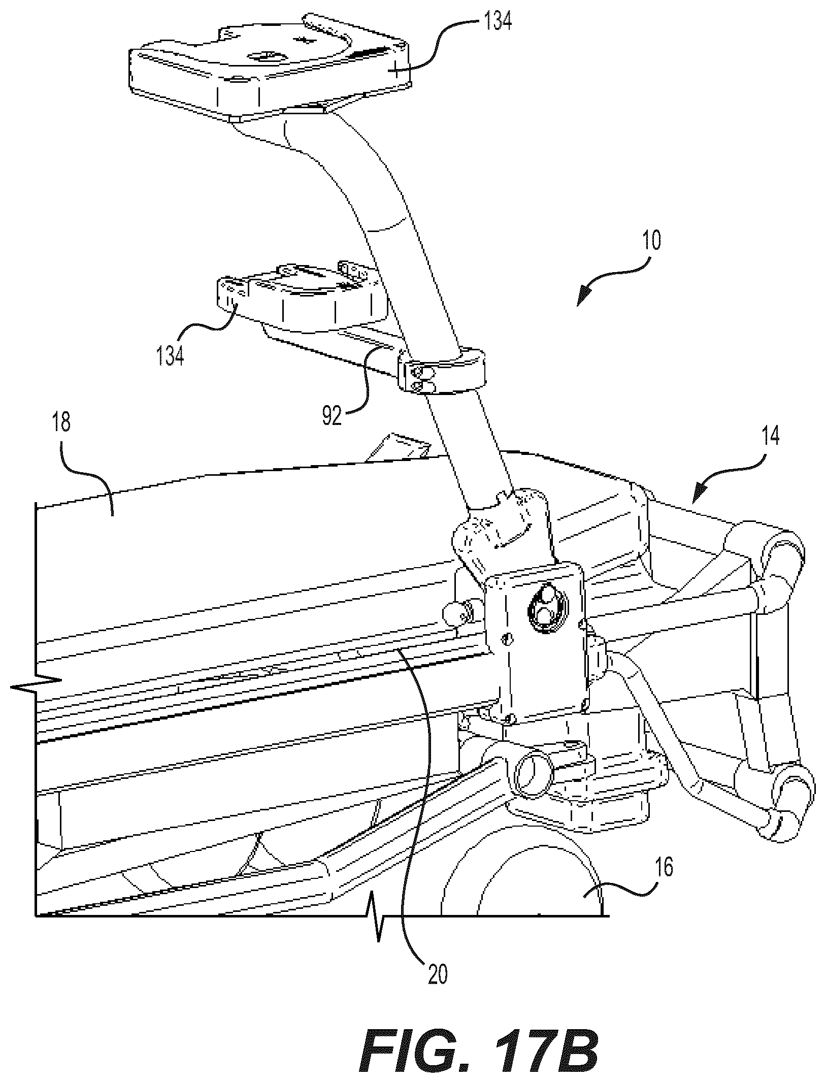 Patent US12350201 Figure 13 – Mounting apparatus for securing equipment to a patient transport system