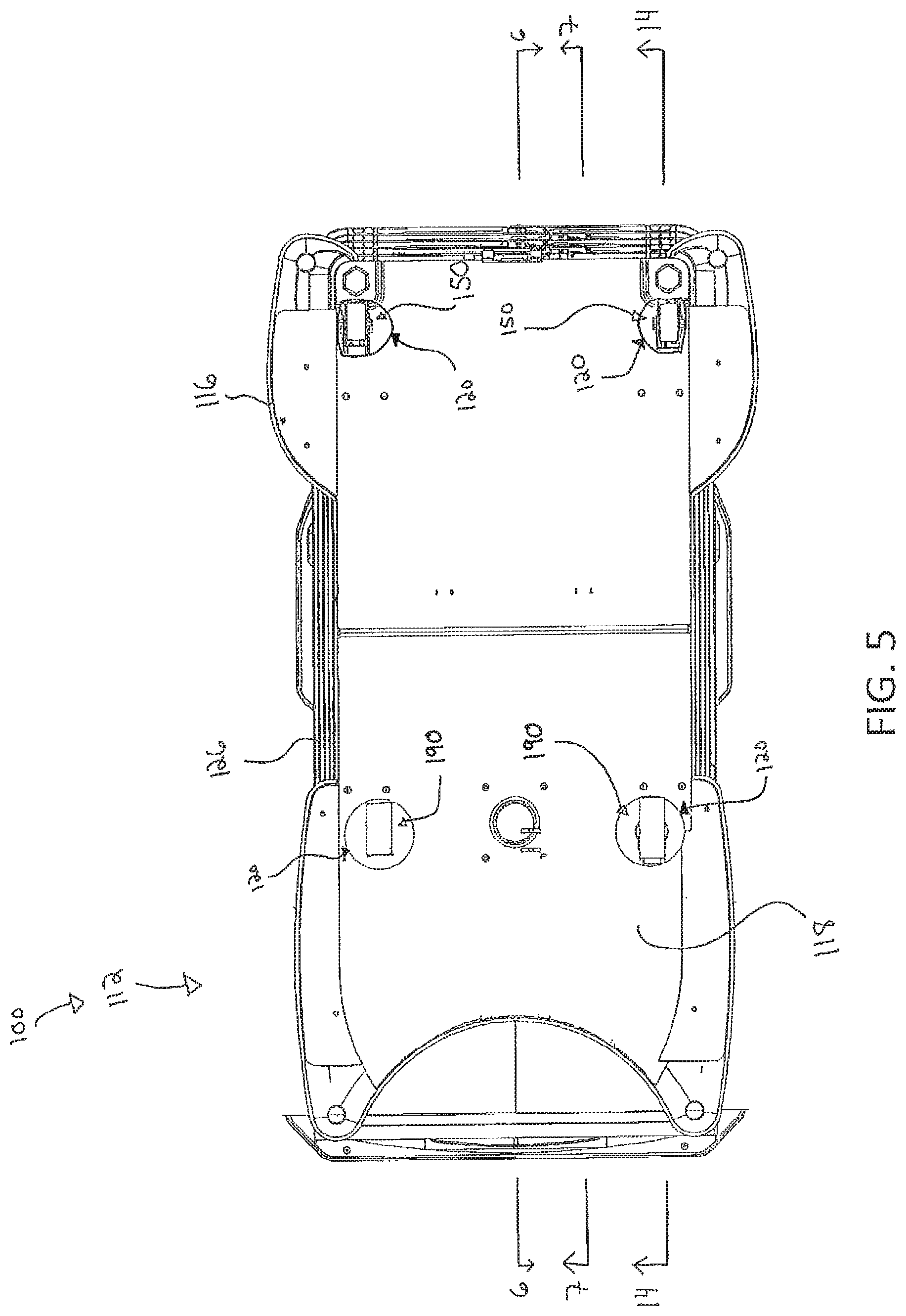 Patent US12350202 Figure 5 – Medical examination table with retractable moving wheels