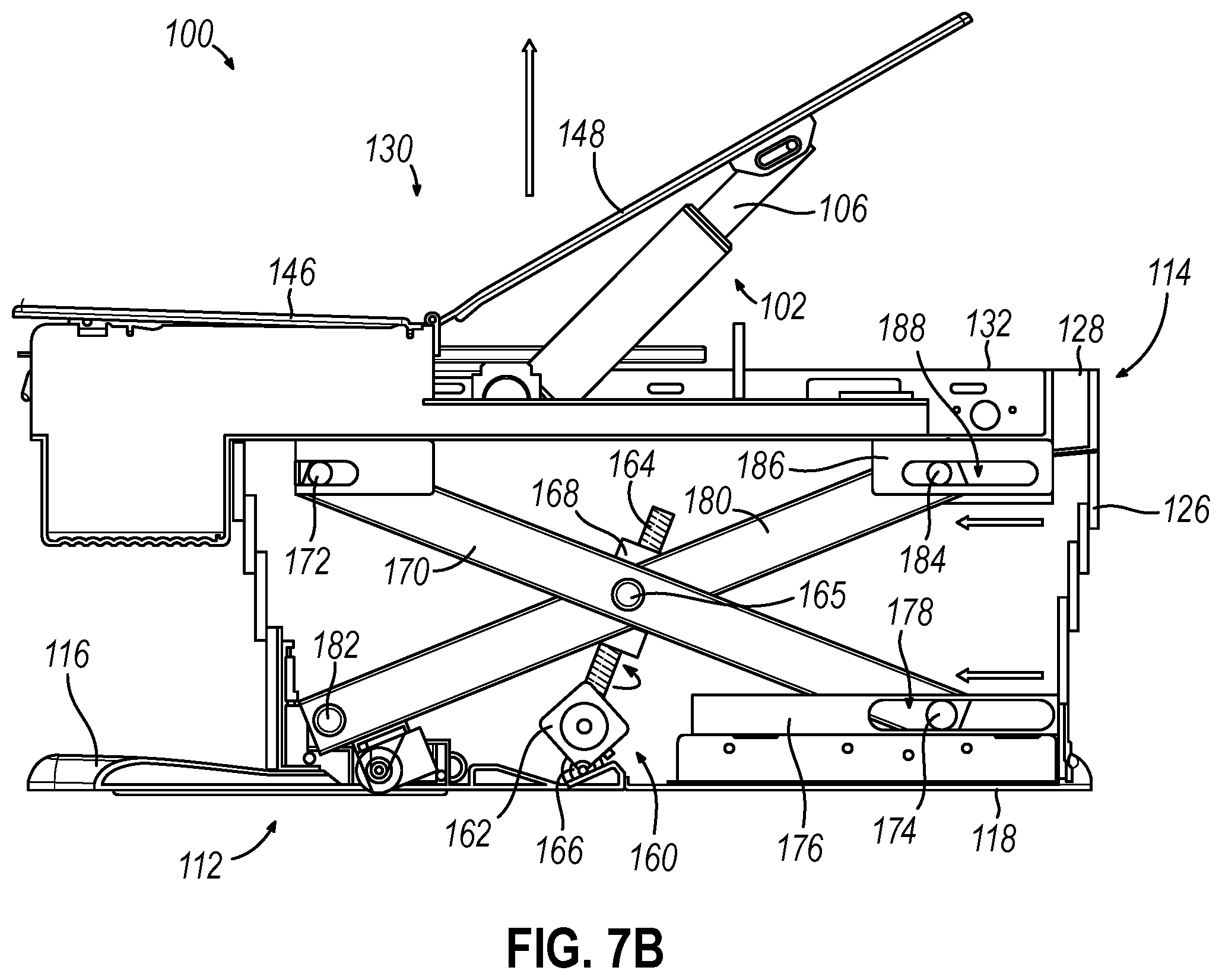 Patent US12350202 Figure 8 – Medical examination table with retractable moving wheels