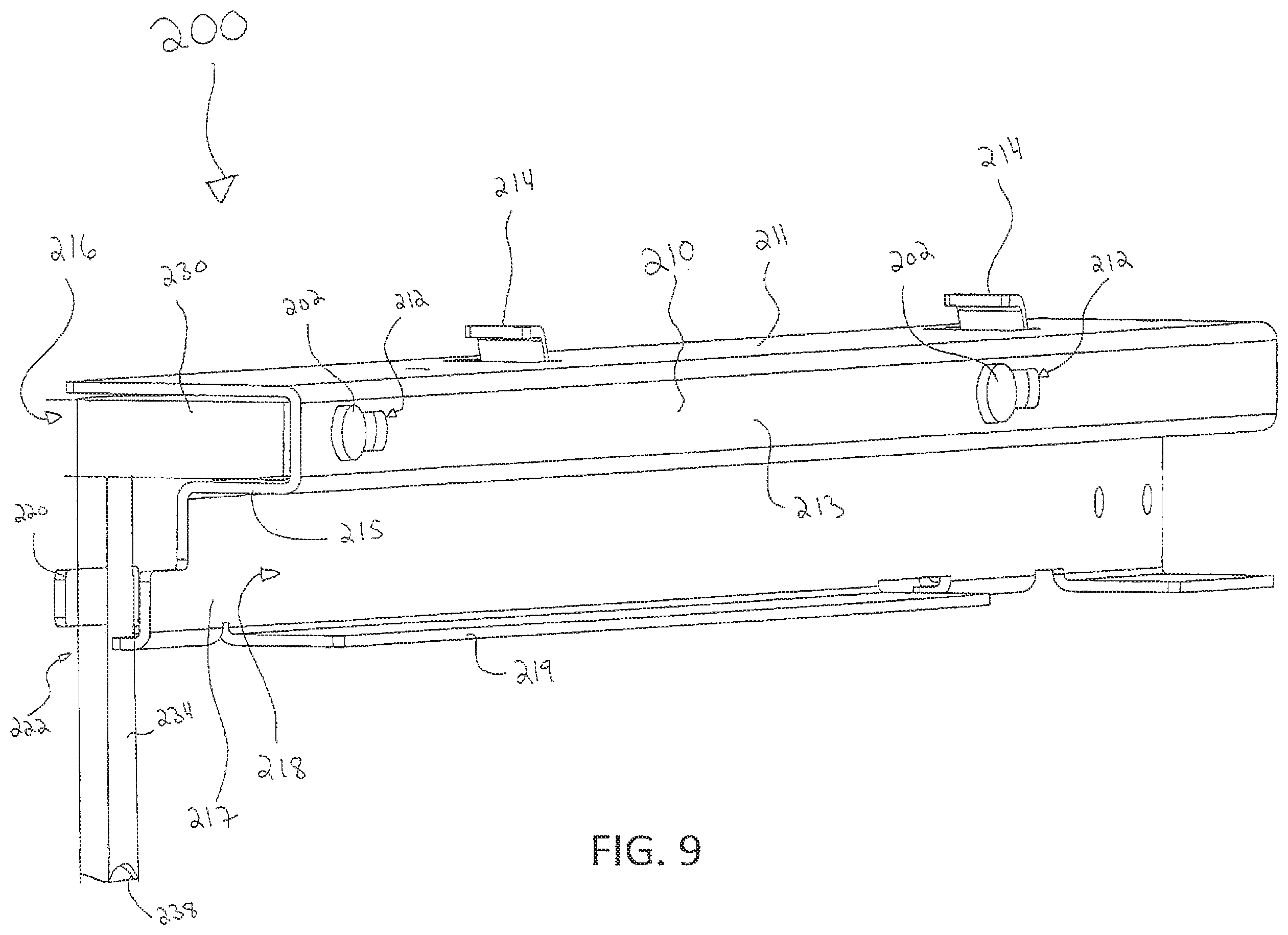 Patent US12350202 Figure 10 – Medical examination table with retractable moving wheels