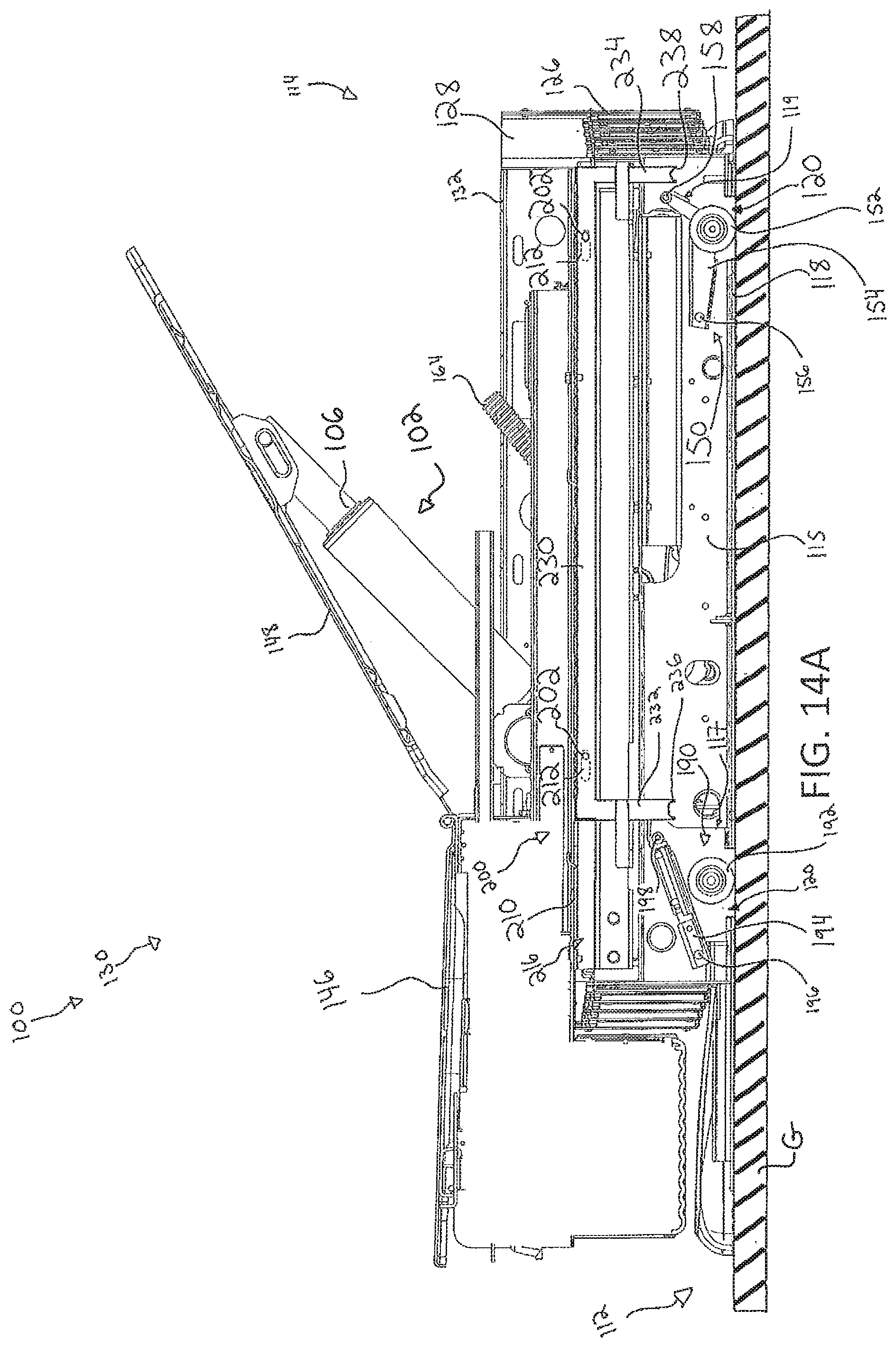 Patent US12350202 Figure 15 – Medical examination table with retractable moving wheels