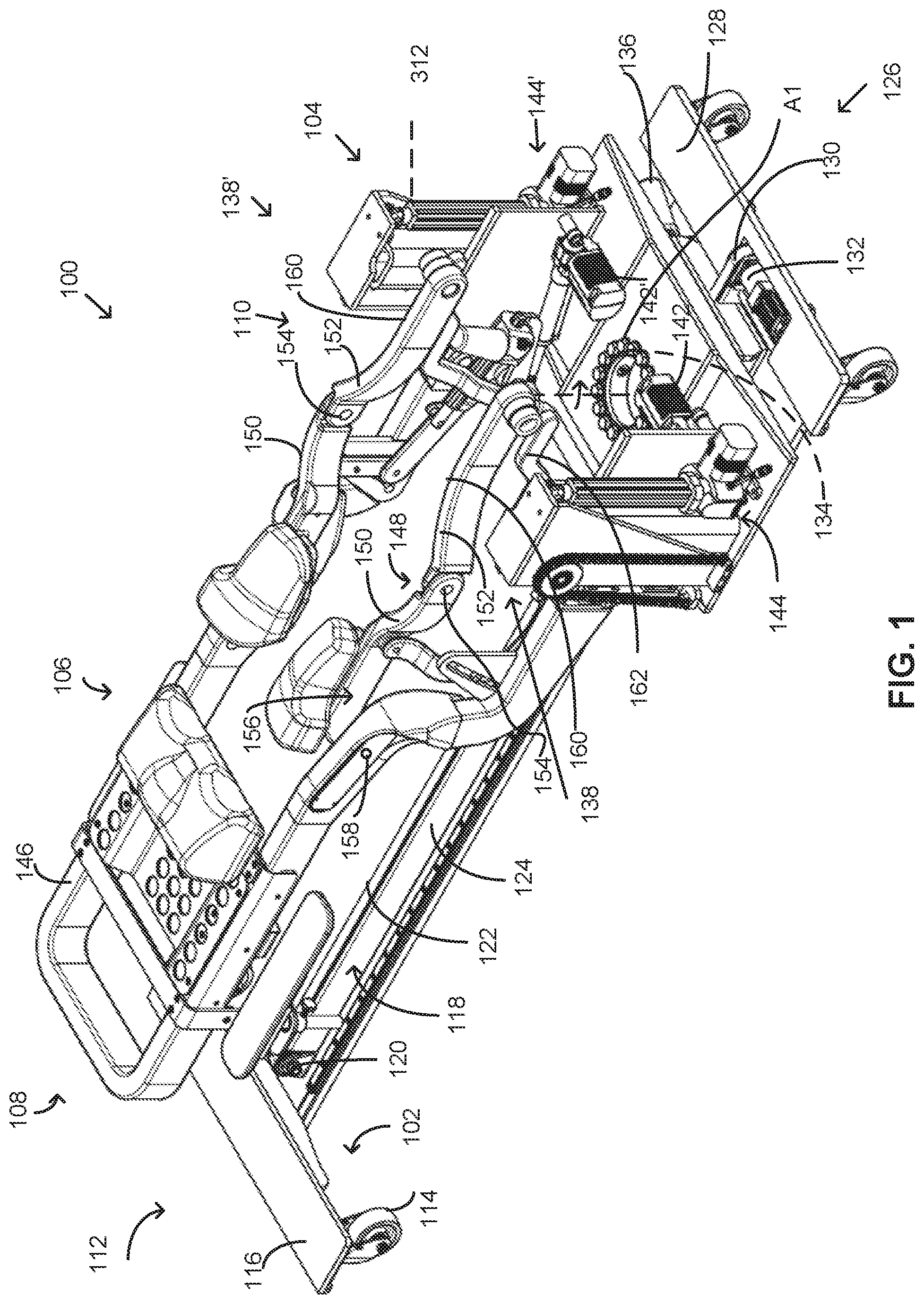 Patent US12350203 — Single and dual column patient positioning support structure — Figure 1