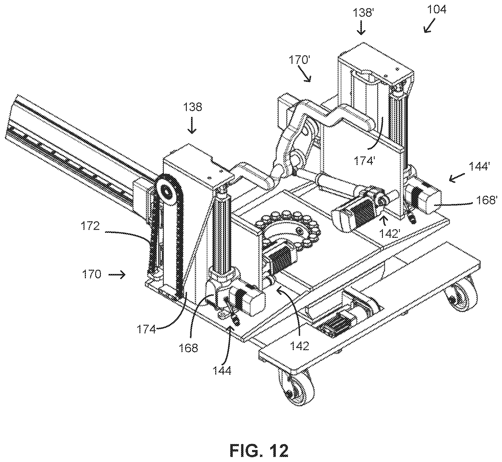 Patent US12350203 Figure 12 – Single and dual column patient positioning support structure