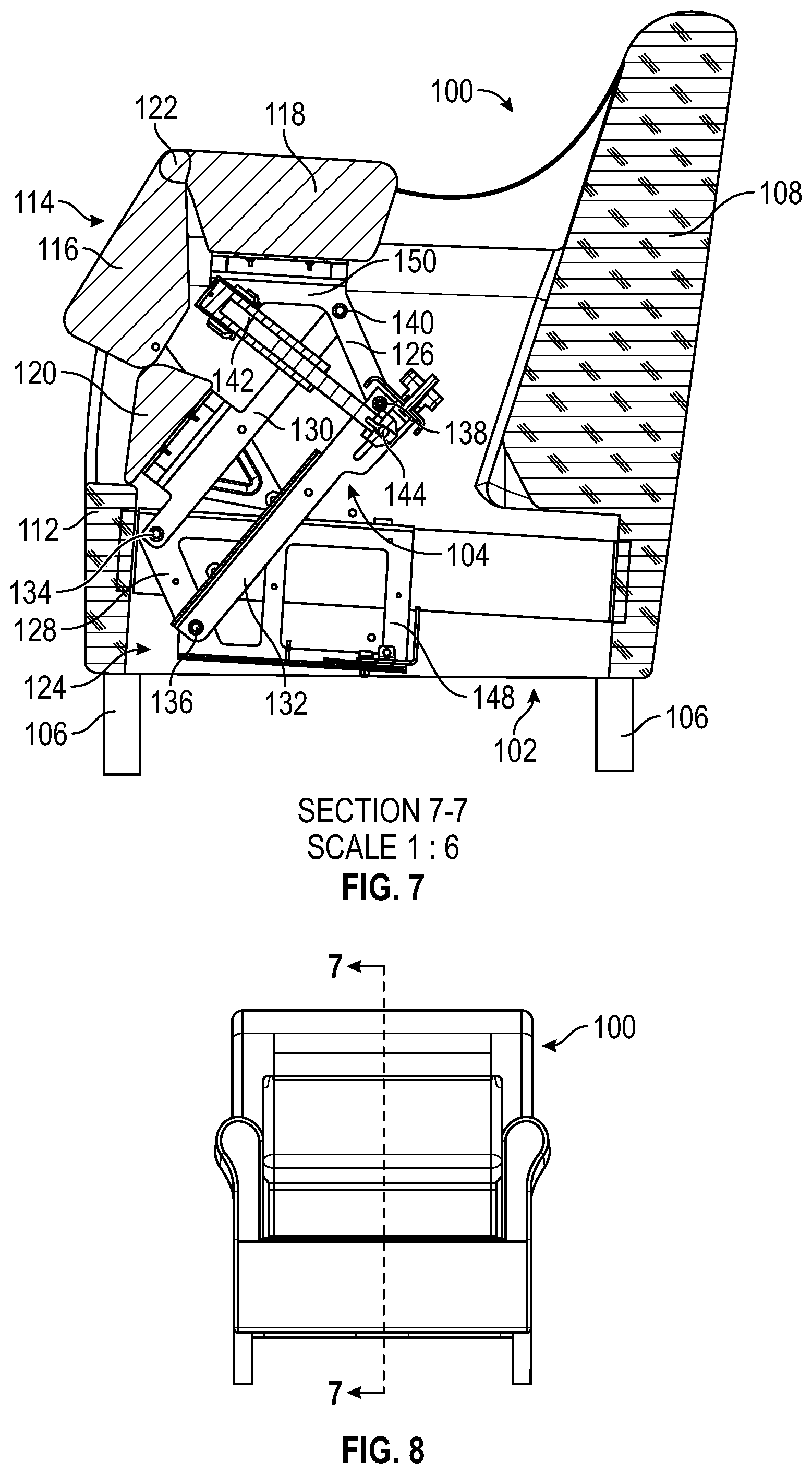 Patent US12350207 Figure 5 – Lifting mechanism and chairs