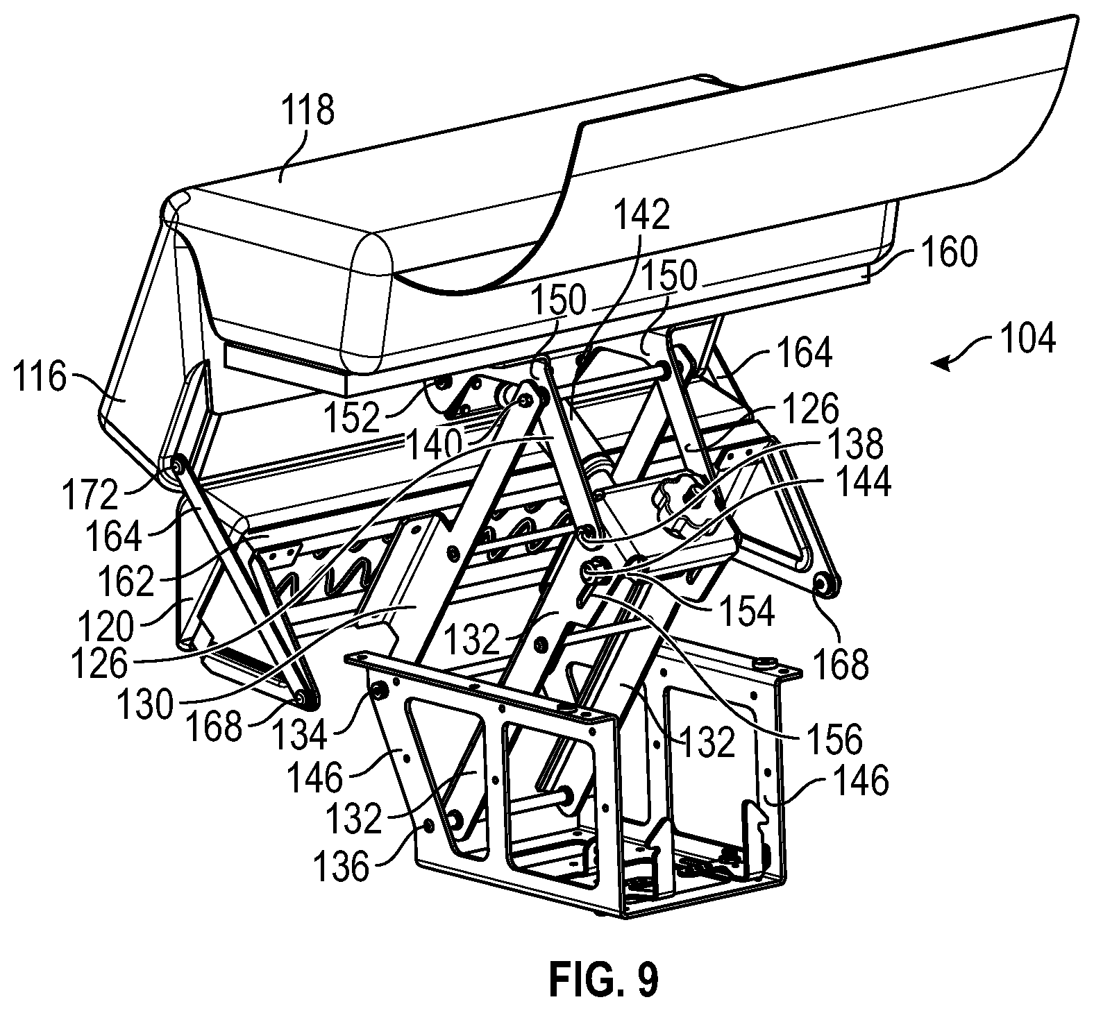Patent US12350207 Figure 6 – Lifting mechanism and chairs