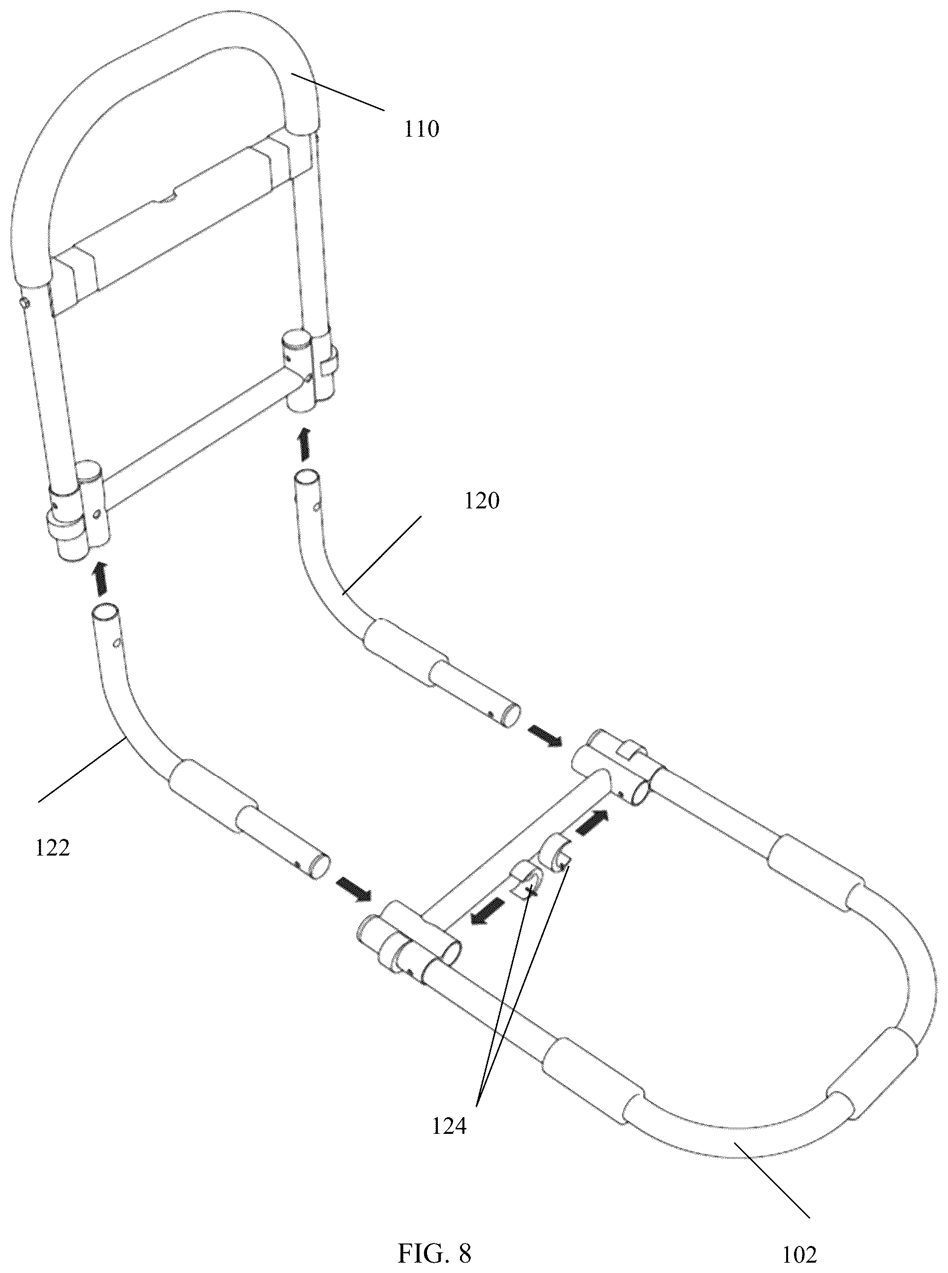 Patent US12350210 Figure 8 – Bed rail system
