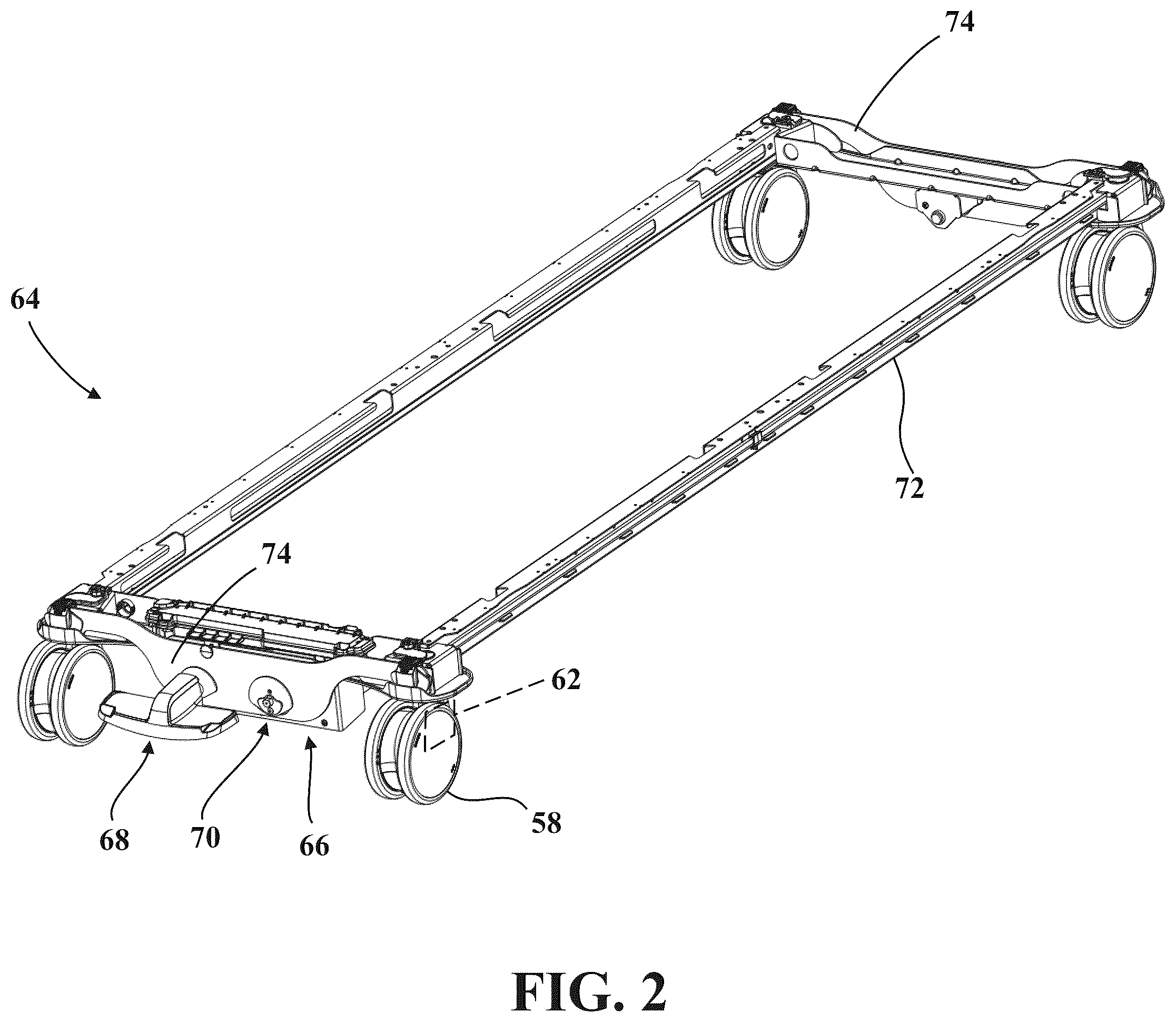 Patent US12350212 Figure 3 – Patient transport apparatus with electro-mechanical braking input hold circuit