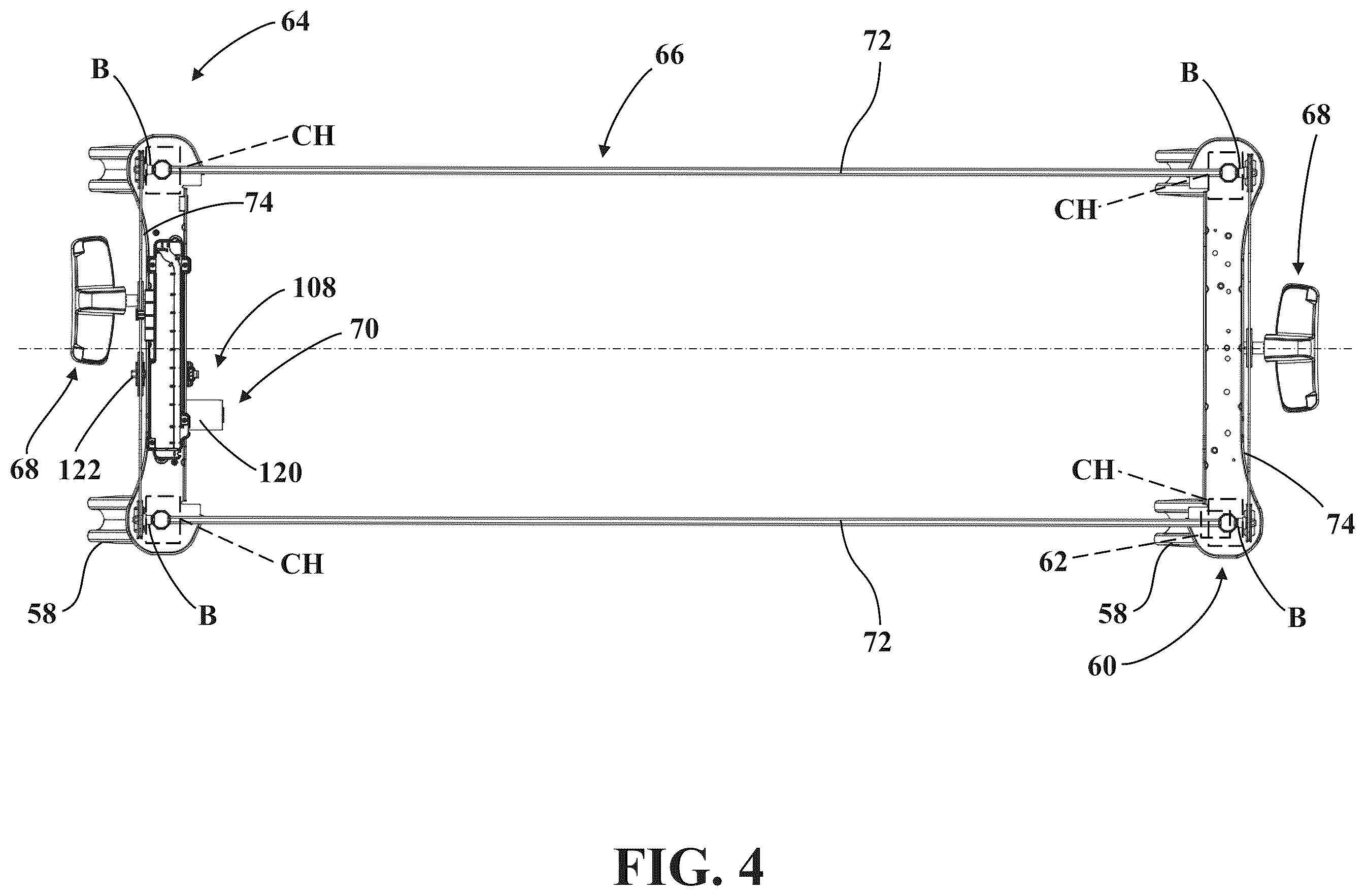 Patent US12350212 Figure 5 – Patient transport apparatus with electro-mechanical braking input hold circuit