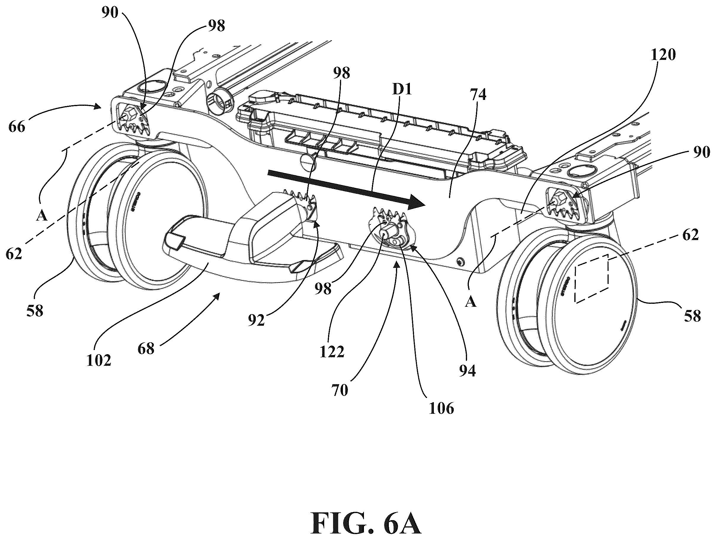 Patent US12350212 Figure 8 – Patient transport apparatus with electro-mechanical braking input hold circuit