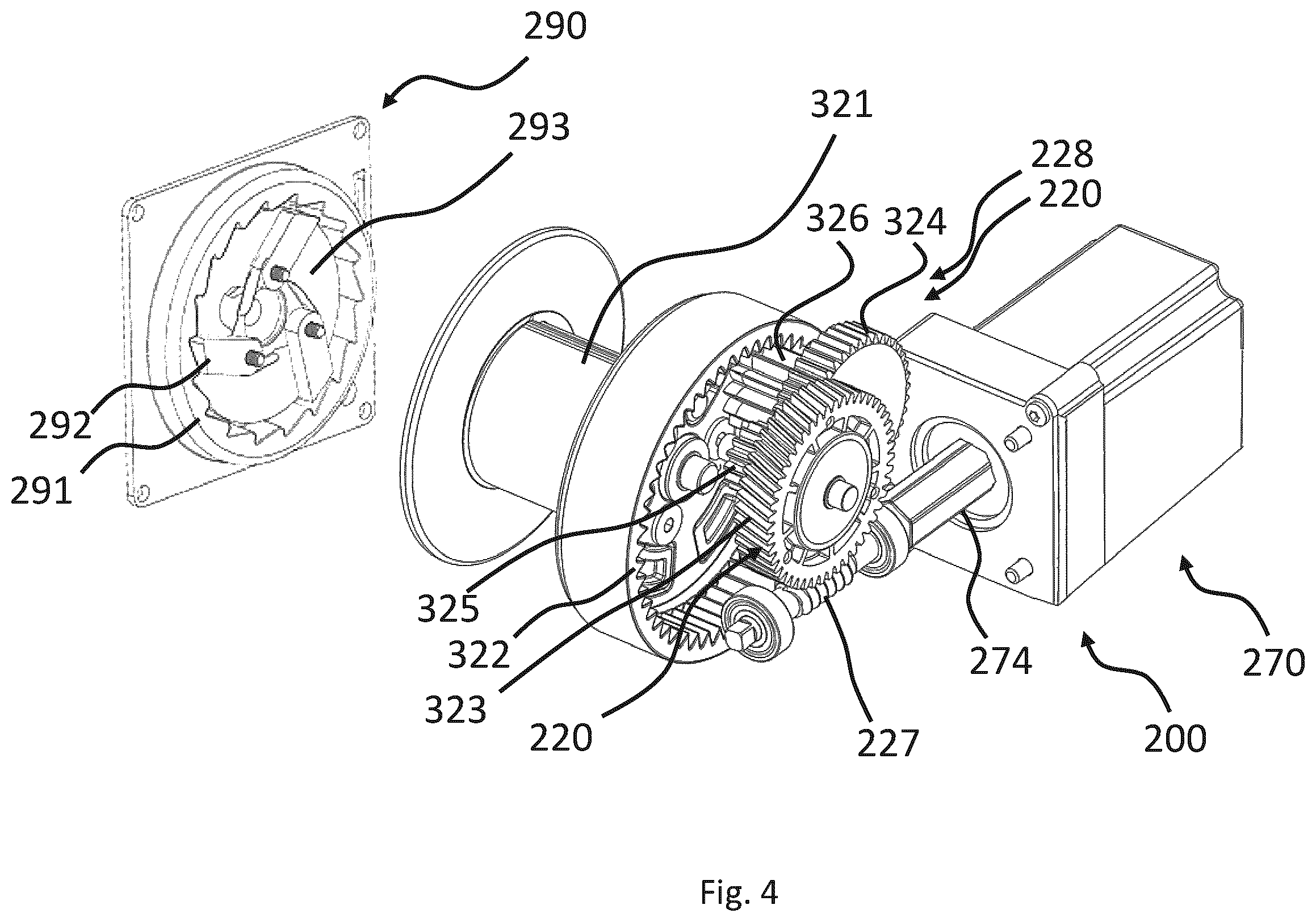 Patent US12350214 Figure 3 – Drive system for patient lift