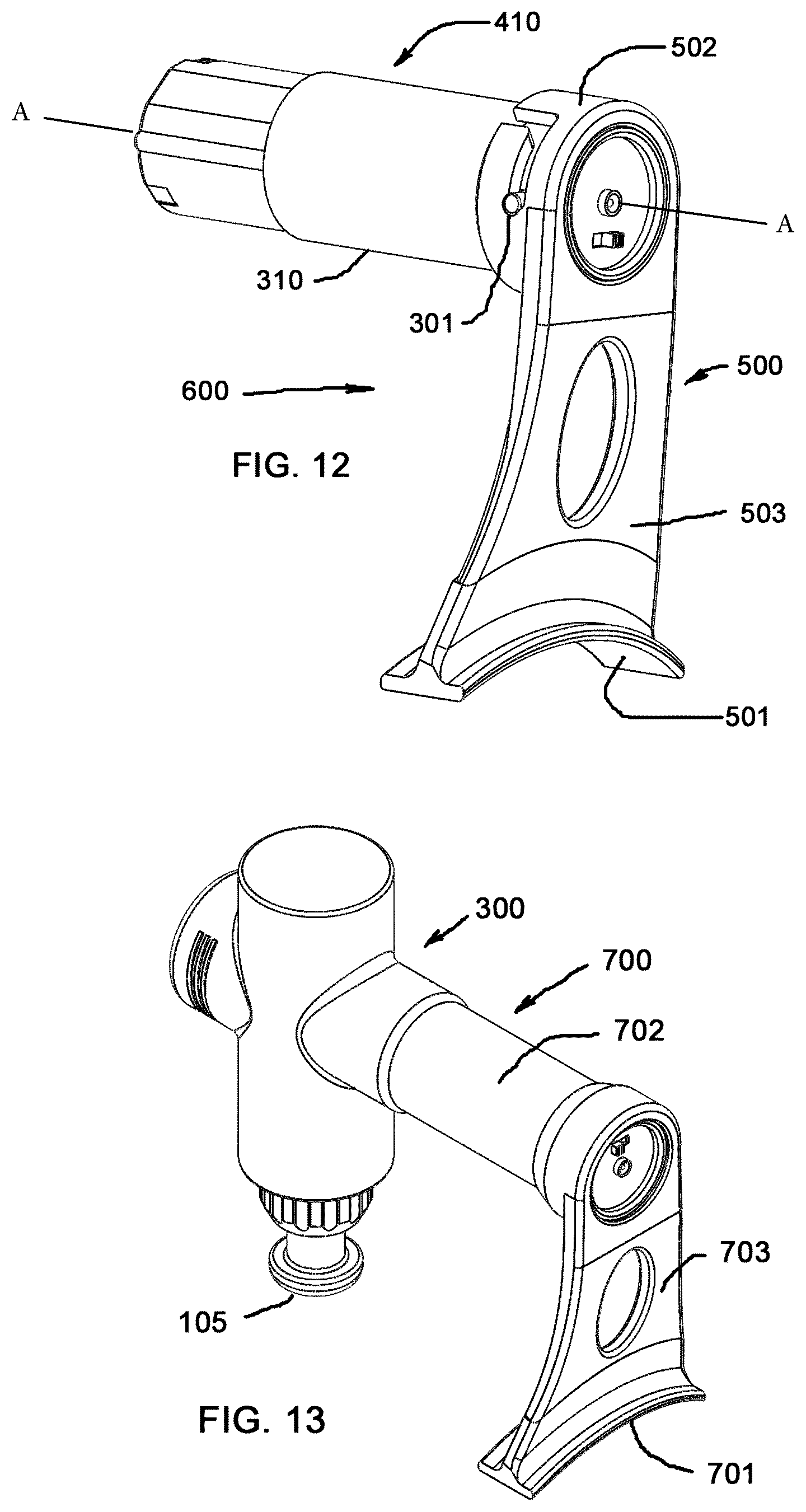 Patent US12350222 Figure 7 – Massage gun attachment and method