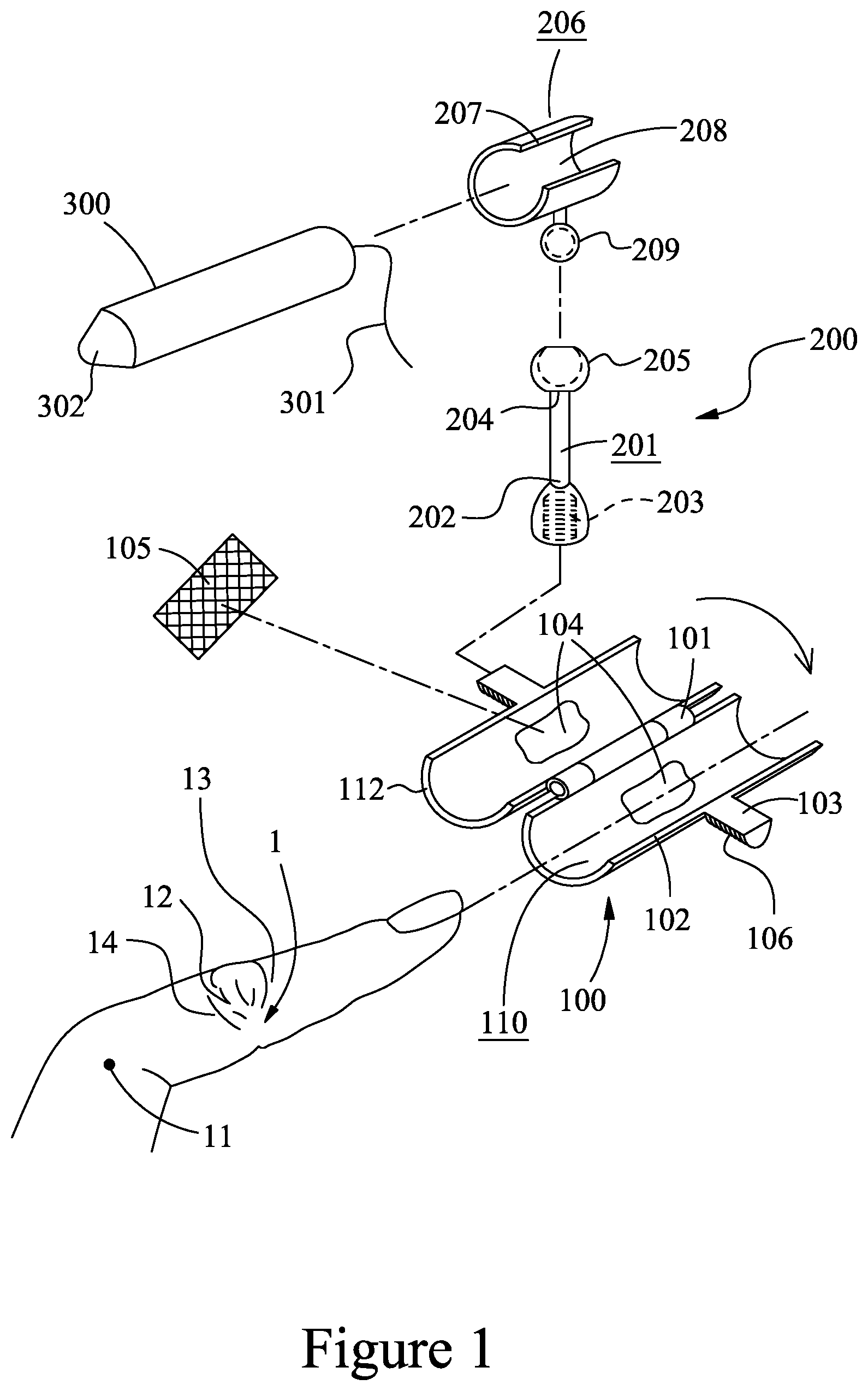 Patent US12350229 Figure 1 – Device, body, method and system for health-care