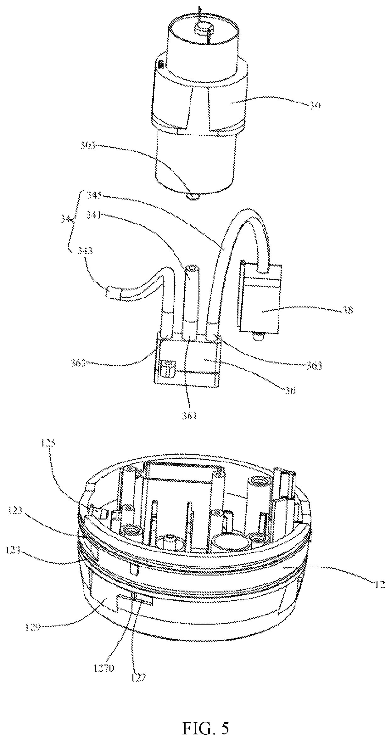 Patent US12350231 Figure 5 – Massager