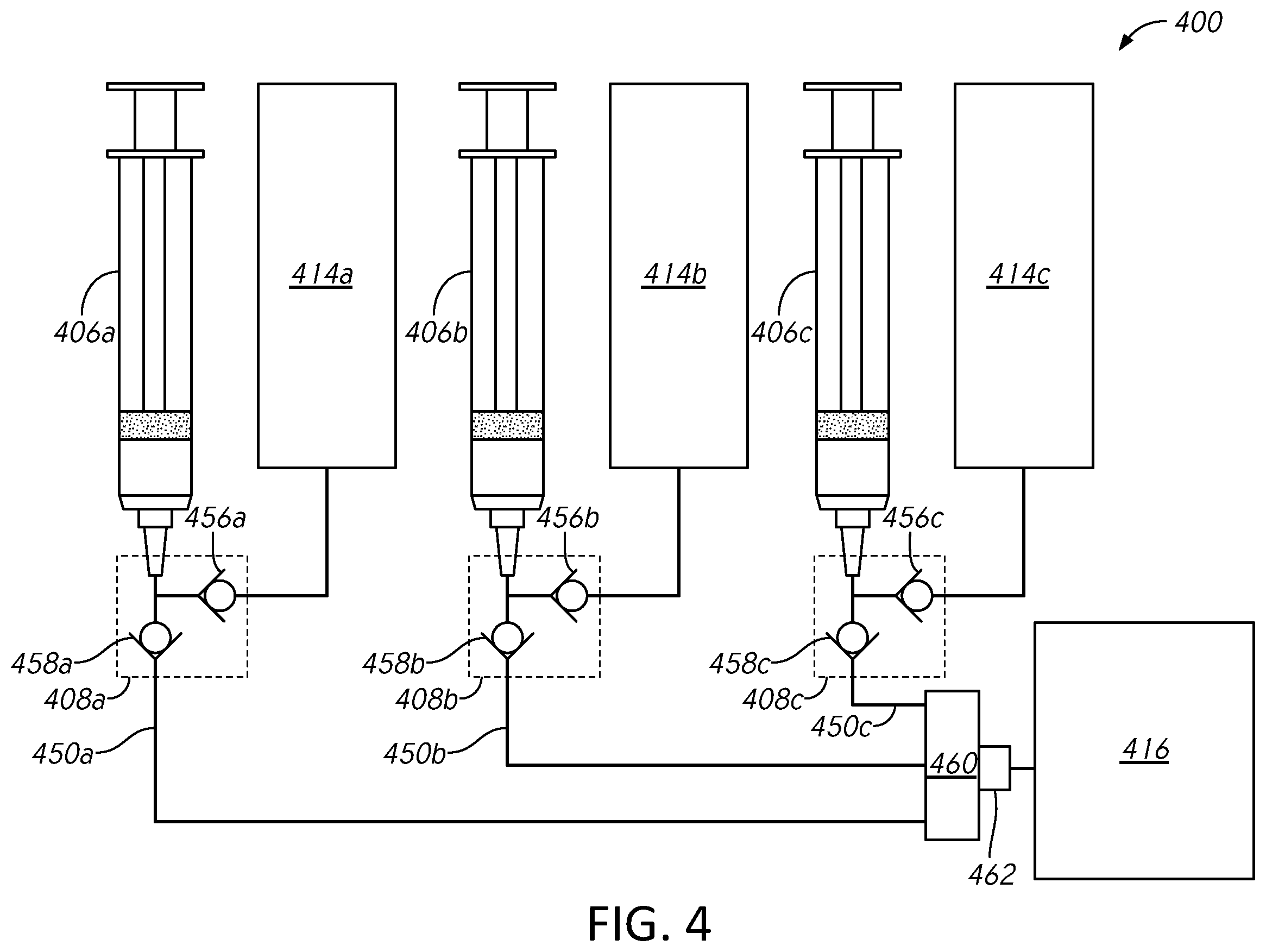 Patent US12350233 Figure 4 – Medical fluid compounding systems with coordinated flow control
