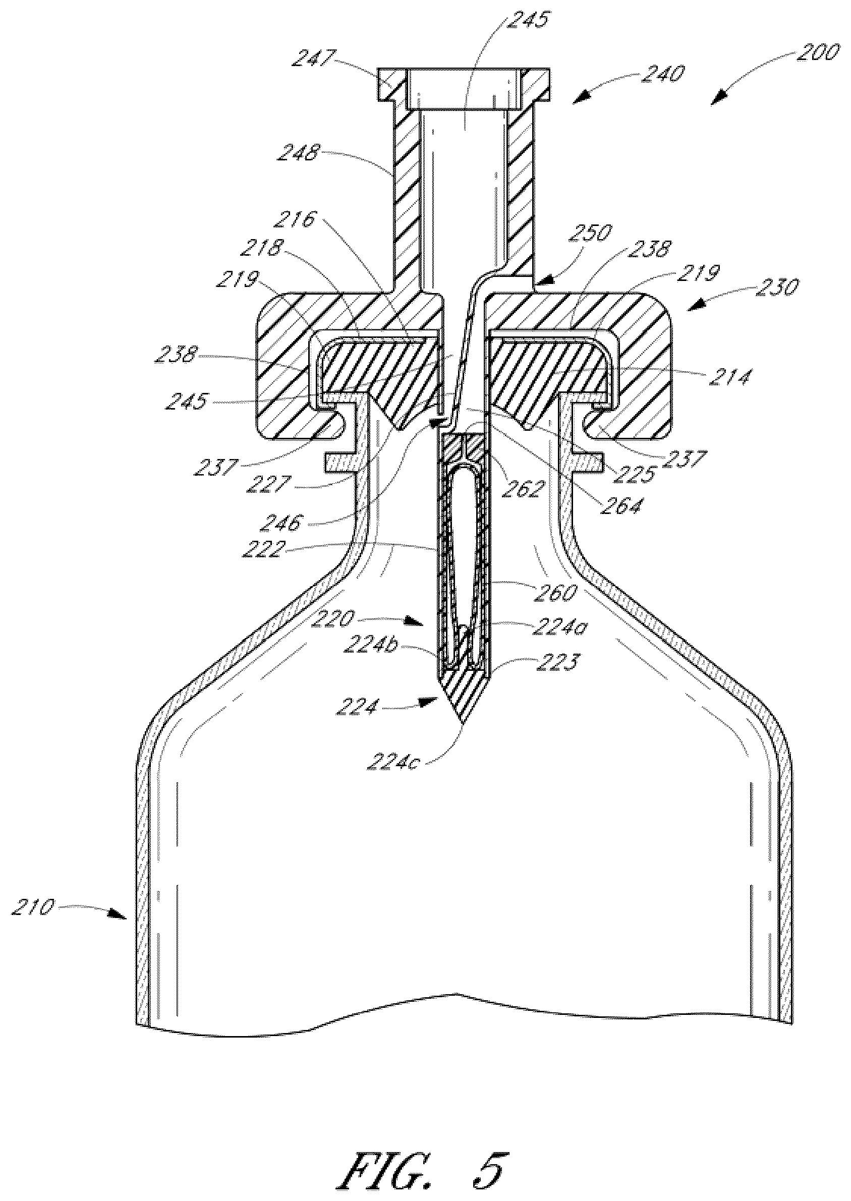 Patent US12350234 Figure 5 – Devices for accessing medicinal fluid from a container
