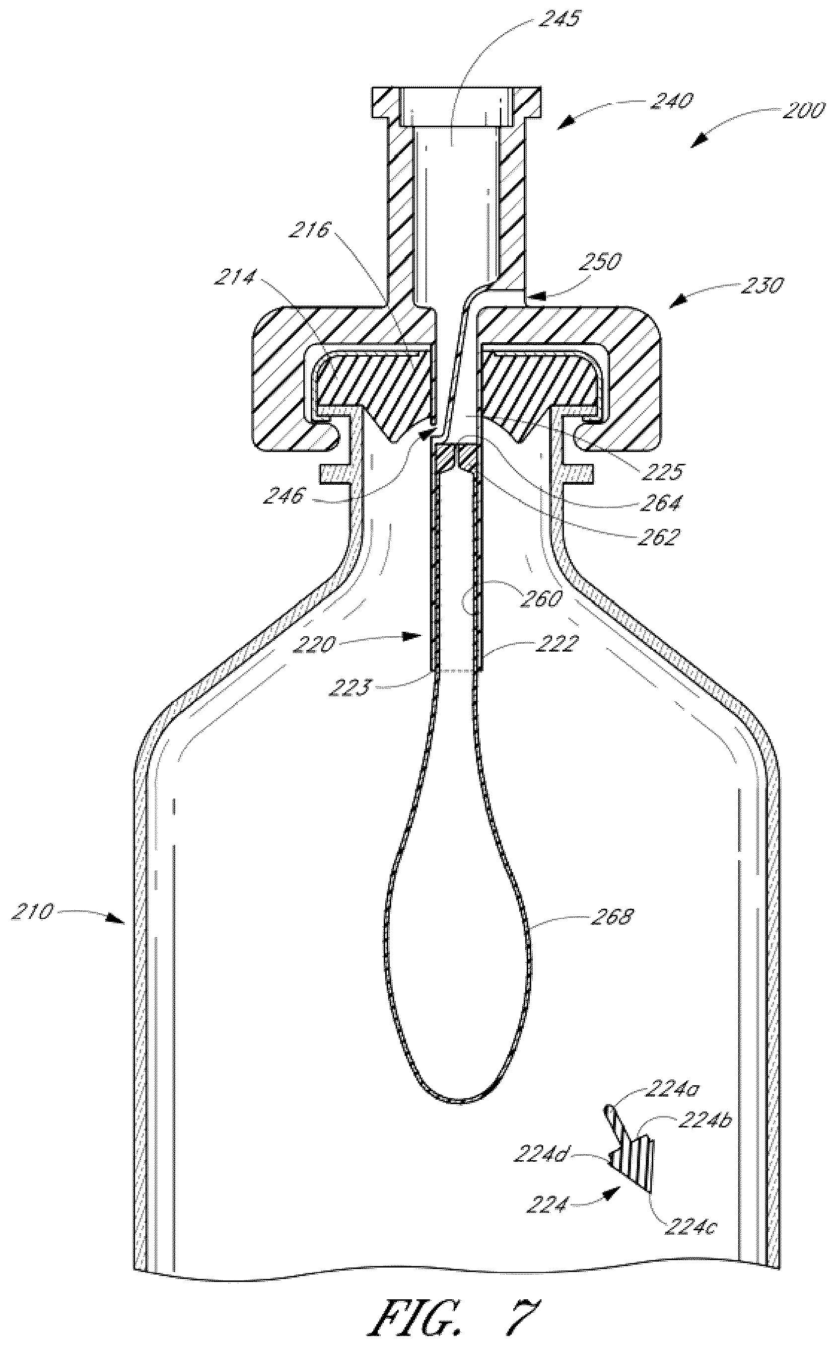 Patent US12350234 Figure 7 – Devices for accessing medicinal fluid from a container