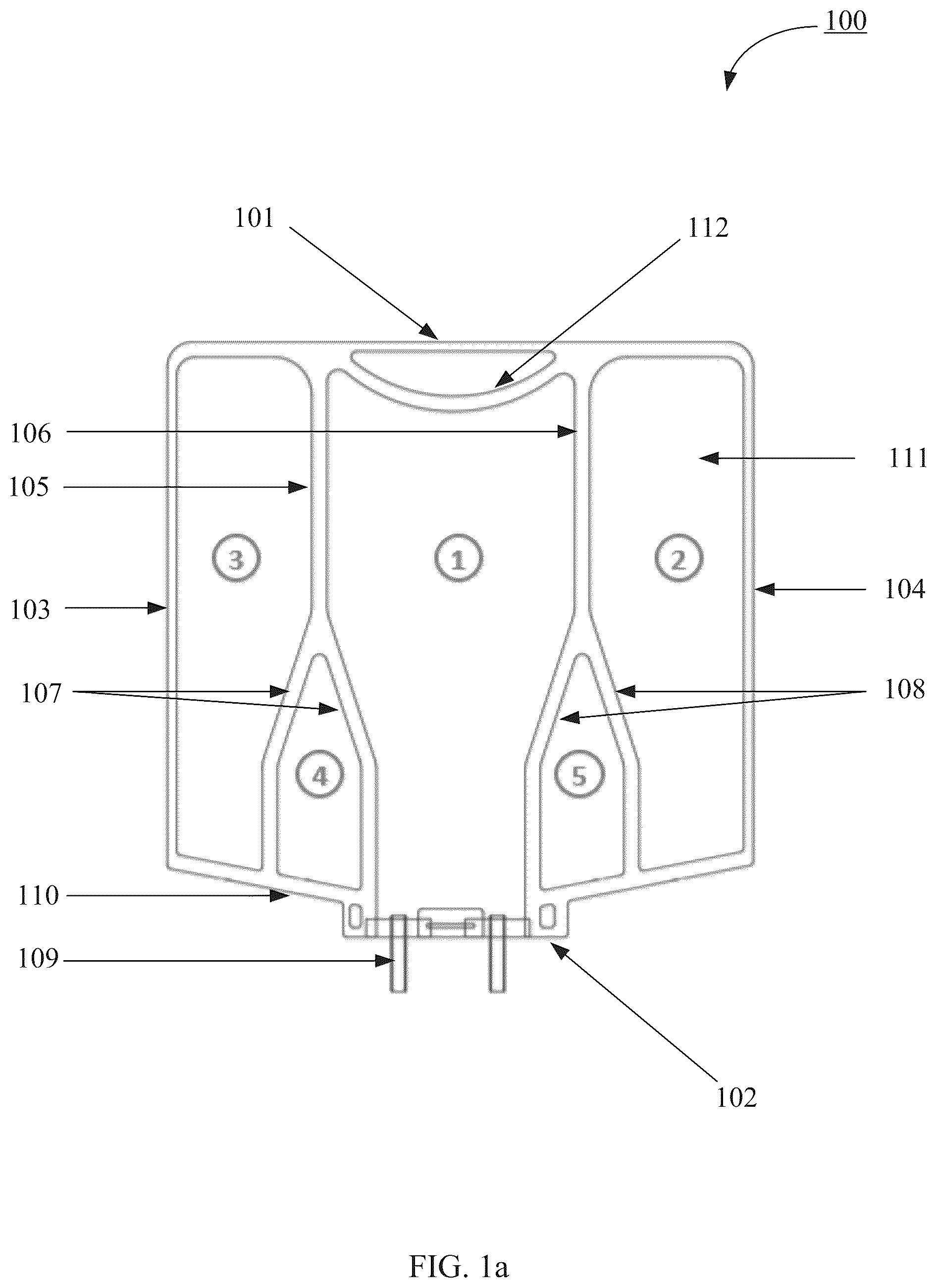 Patent US12350236 Figure 1 – Multi-chamber bag for parenteral nutrition solutions