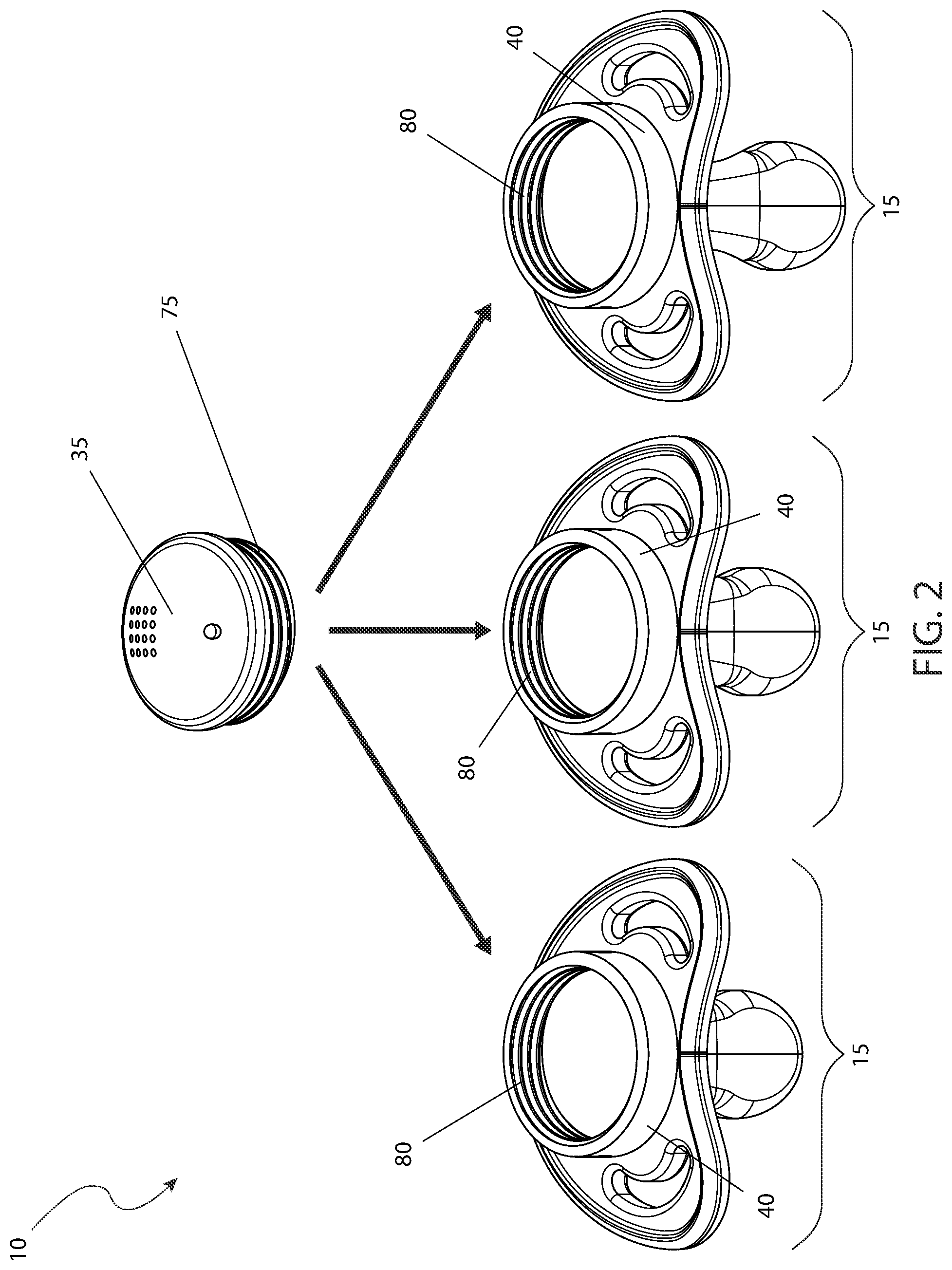 Patent US12350240 Figure 2 – Enhanced infant pacifier
