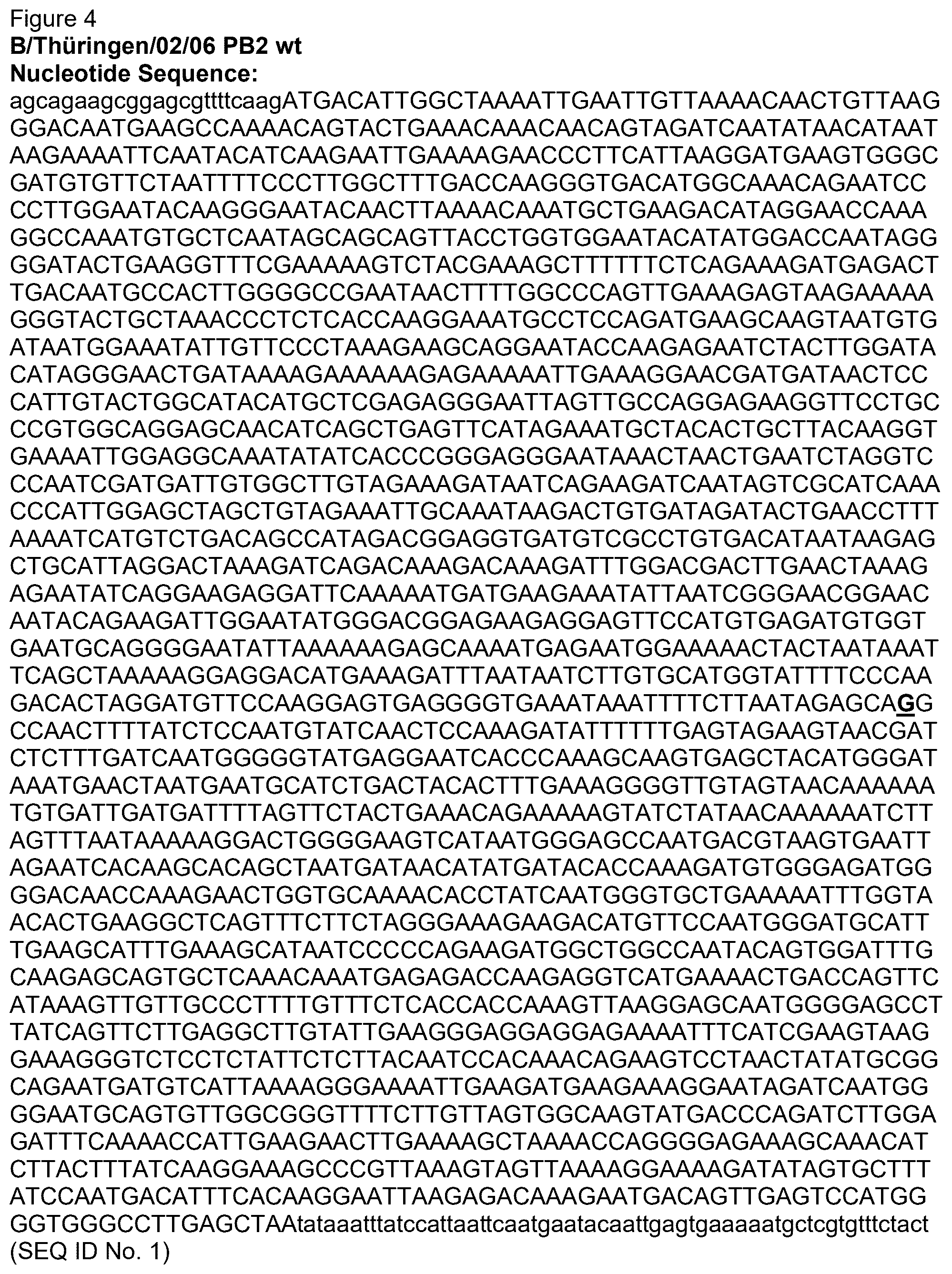 Patent US12350325 Figure 4 – Recombinant high growth rate influenza virus comprising mutations in M1, NS2, and PB2