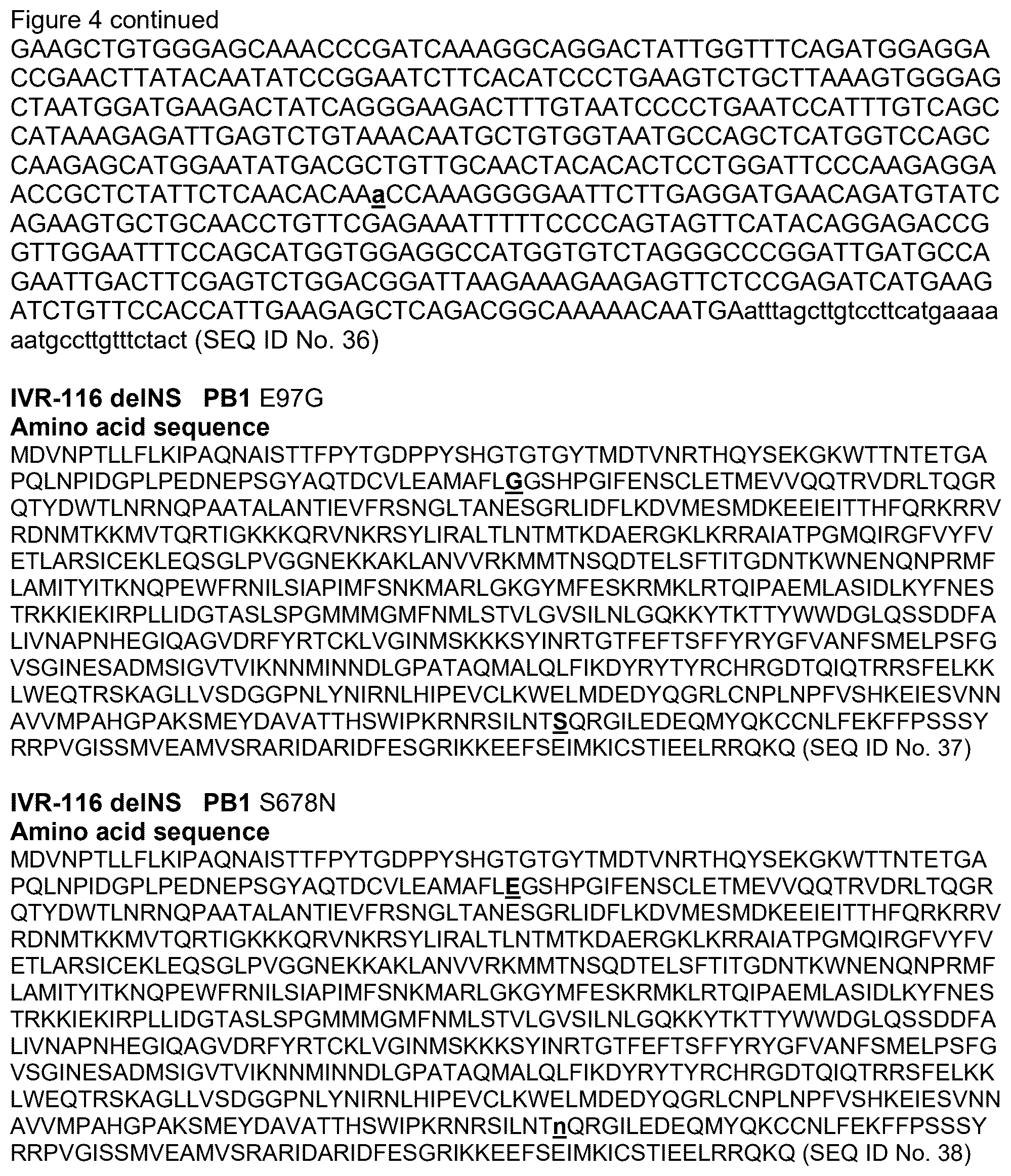 Patent US12350325 Figure 20 – Recombinant high growth rate influenza virus comprising mutations in M1, NS2, and PB2