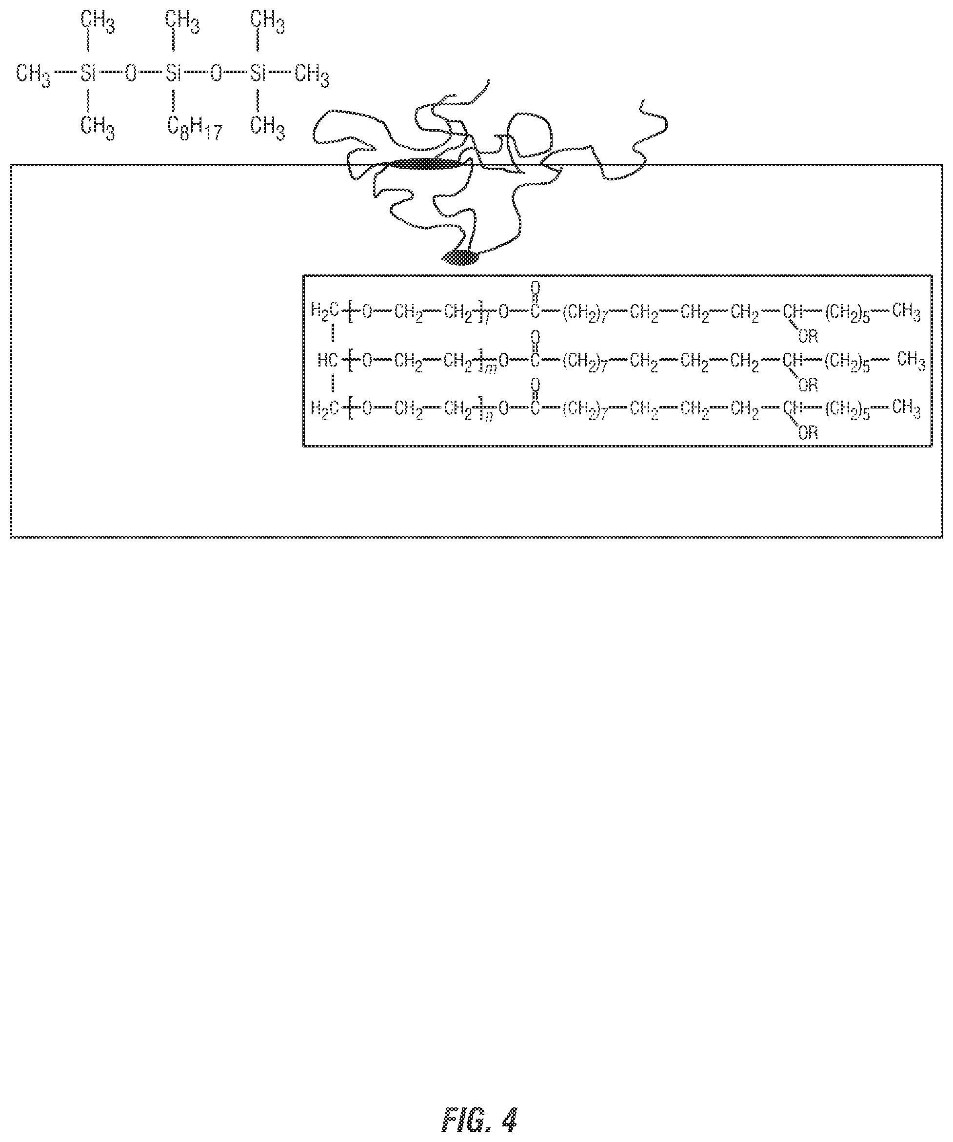 Patent US12350362 Figure 4 – Foaming mixed alcohol/water compositions comprising a combination of alkyl siloxane and a hydrotrope/solubilizer