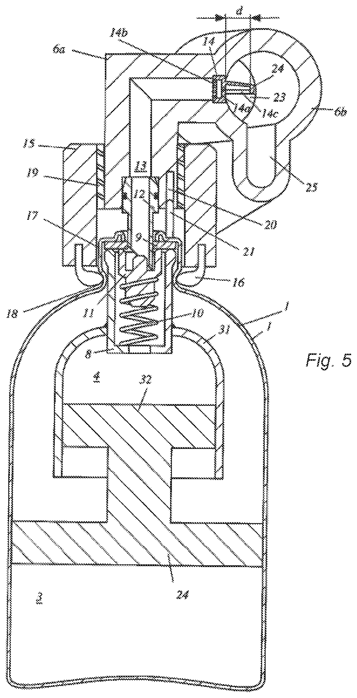 Patent US12350419 Figure 4 – Portable device for administering a physiologically active liquid