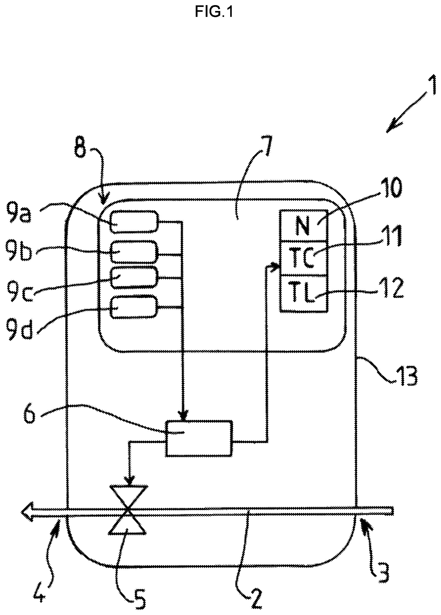 Patent US12350426 — Device for supplying therapeutic gas particularly NO or N 2 O to a patient — Figure 1