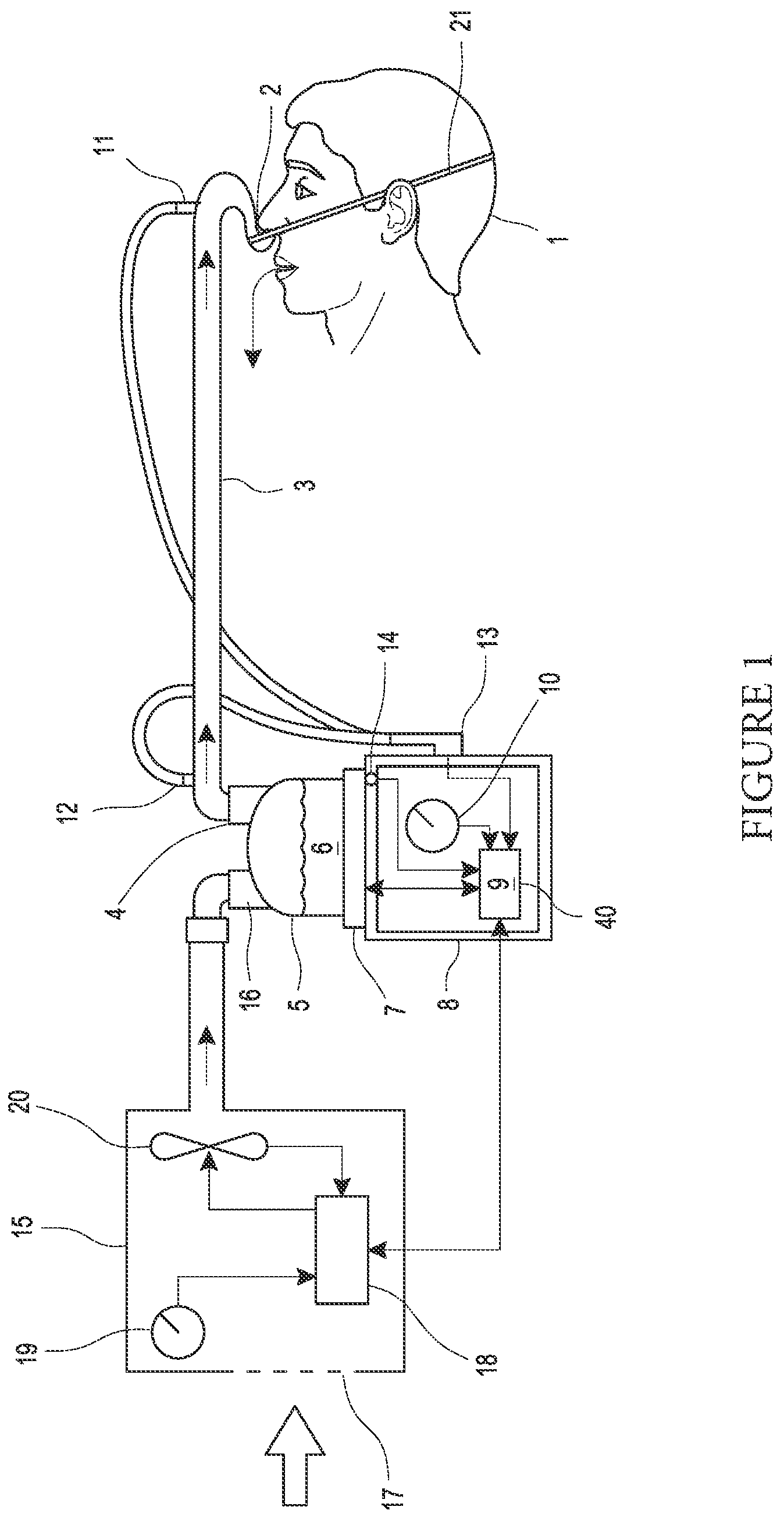 Patent US12350431 Figure 1 – Breathing assistance apparatus