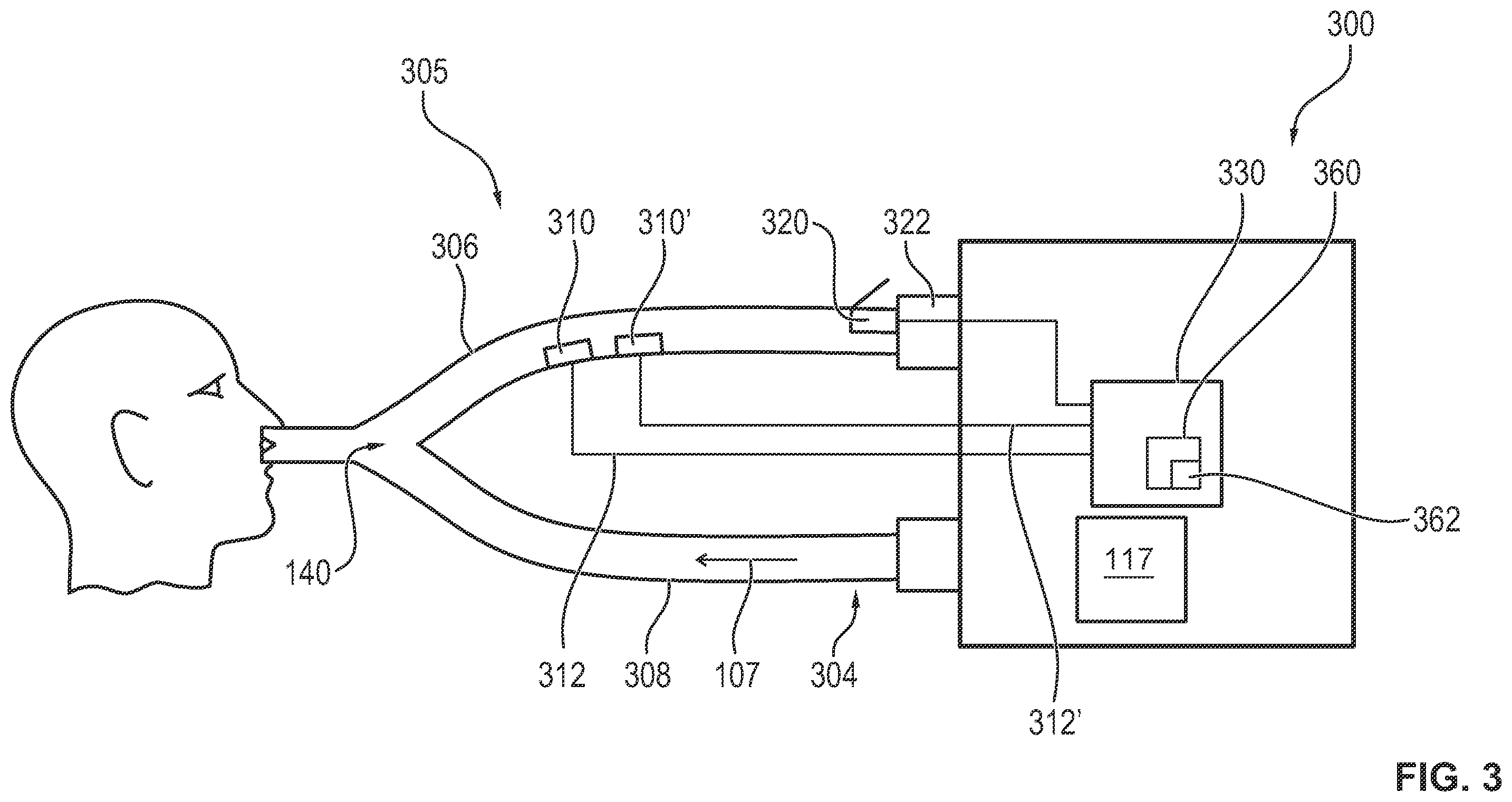 Patent US12350438 Figure 3 – Ventilator for high-flow oxygen therapy