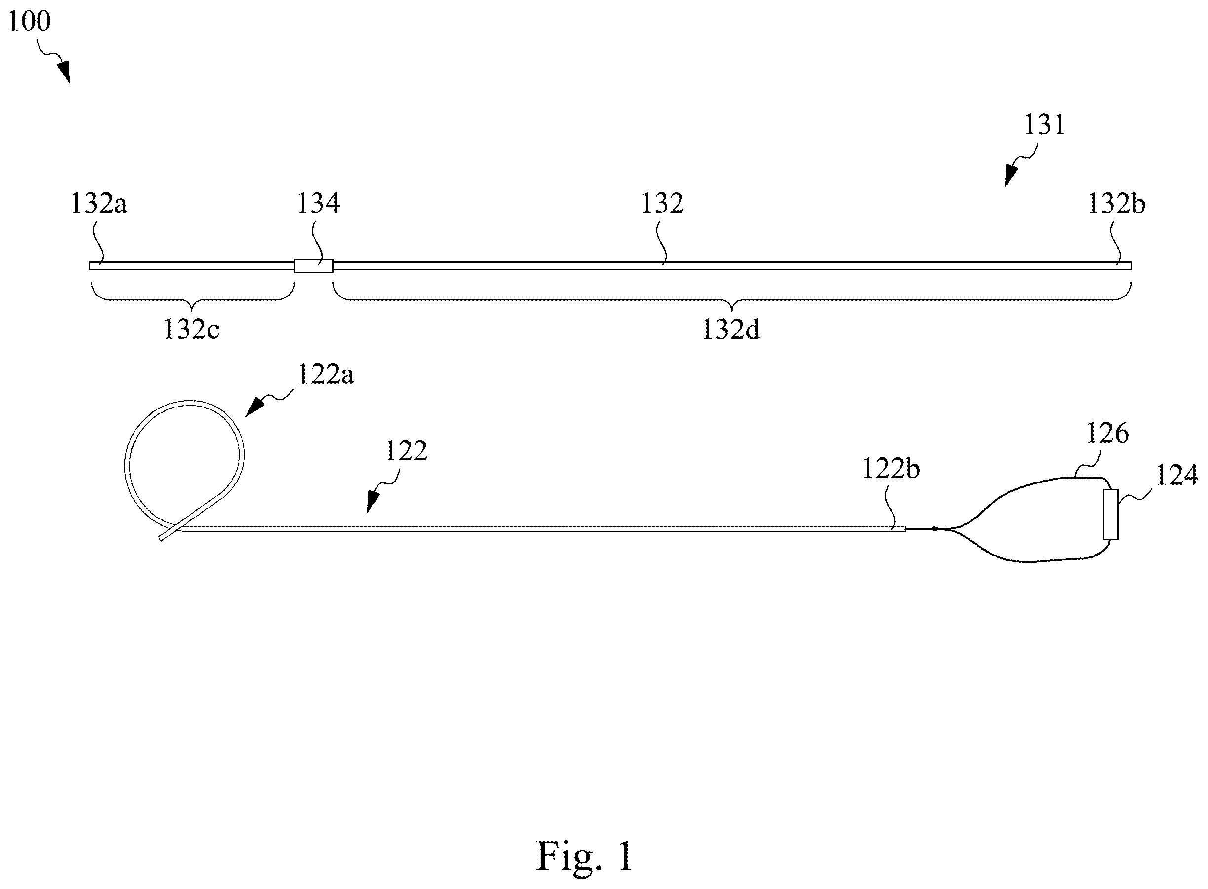 Patent US12350457 Figure 1 – Ureteral stent assembly and stent pusher thereof