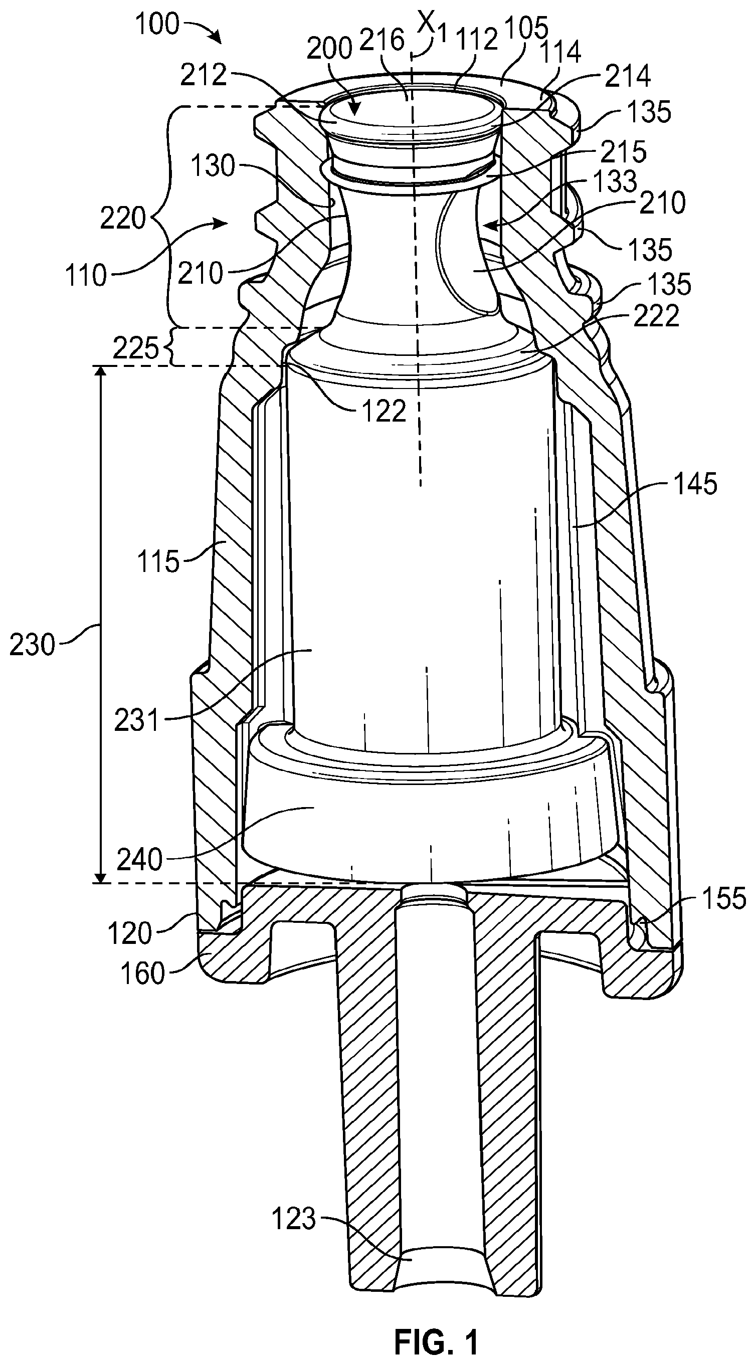 Patent US12350464 Figure 1 – Needleless connector having check valve with lip seal
