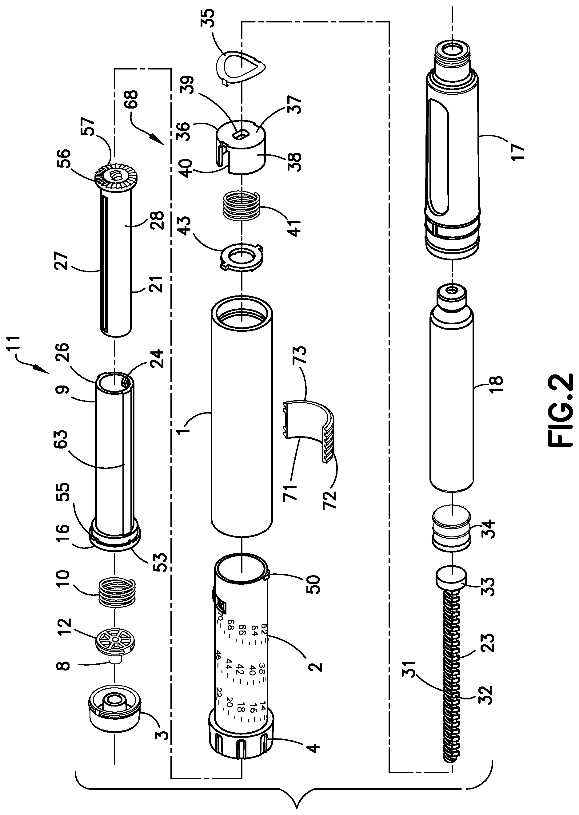 Patent US12350476 Figure 2 – Systems, components, and combinations thereof for pen-type injection devices
