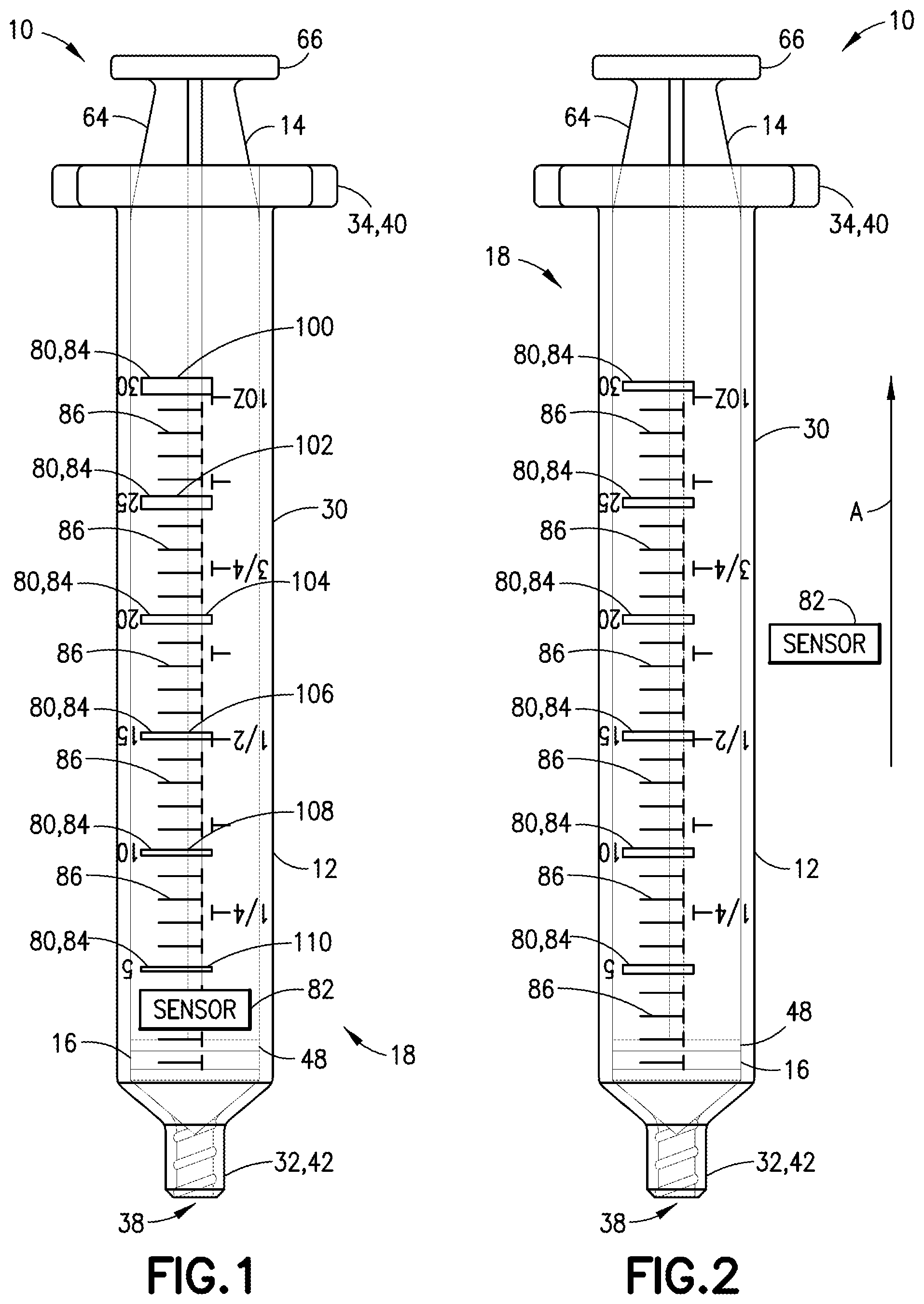 Patent US12350478 Figure 1 – Detection system for syringe assembly