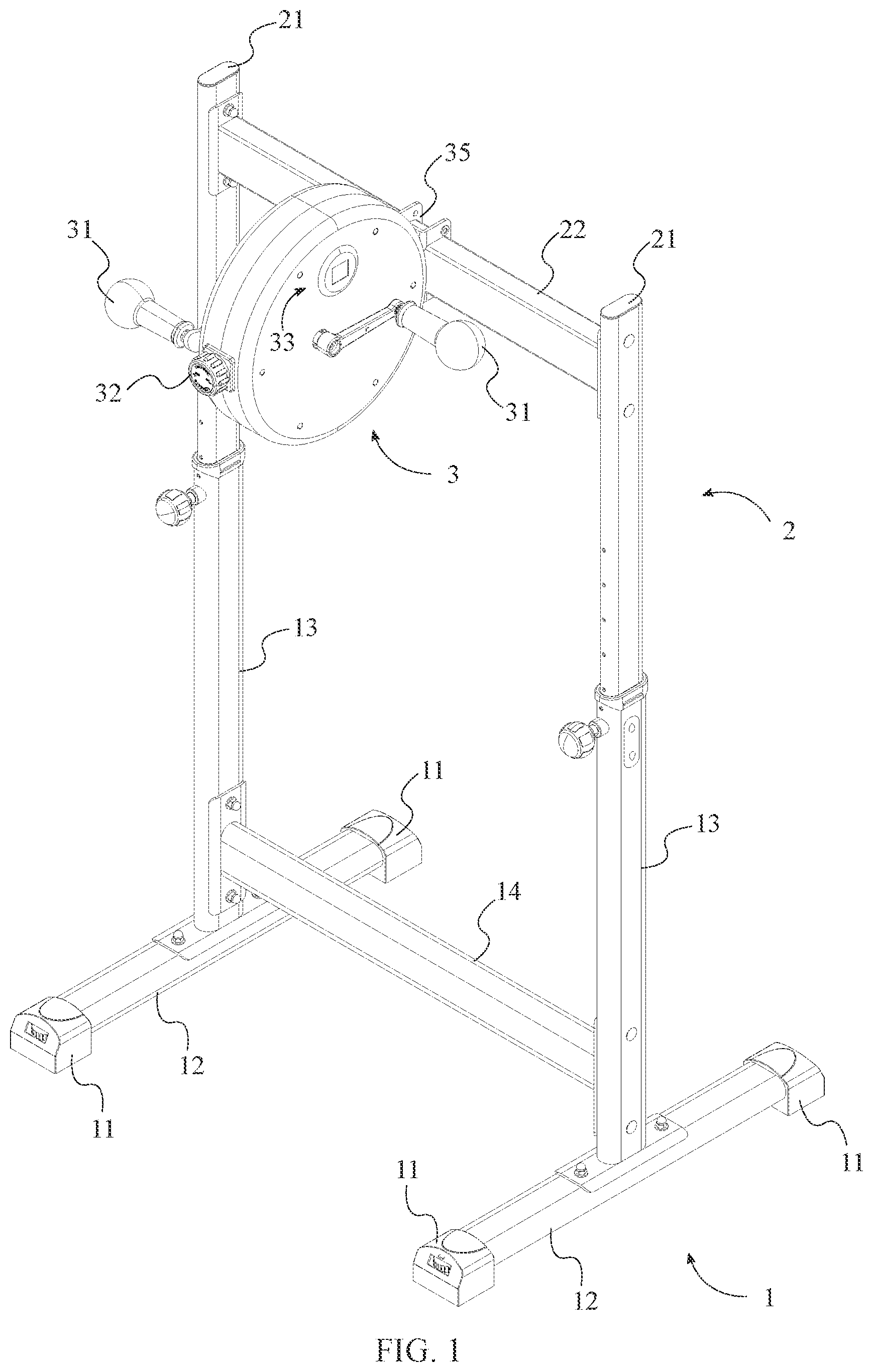Patent US12350537 Figure 1 – Magnetic resistance spin pod upper body exercise frame