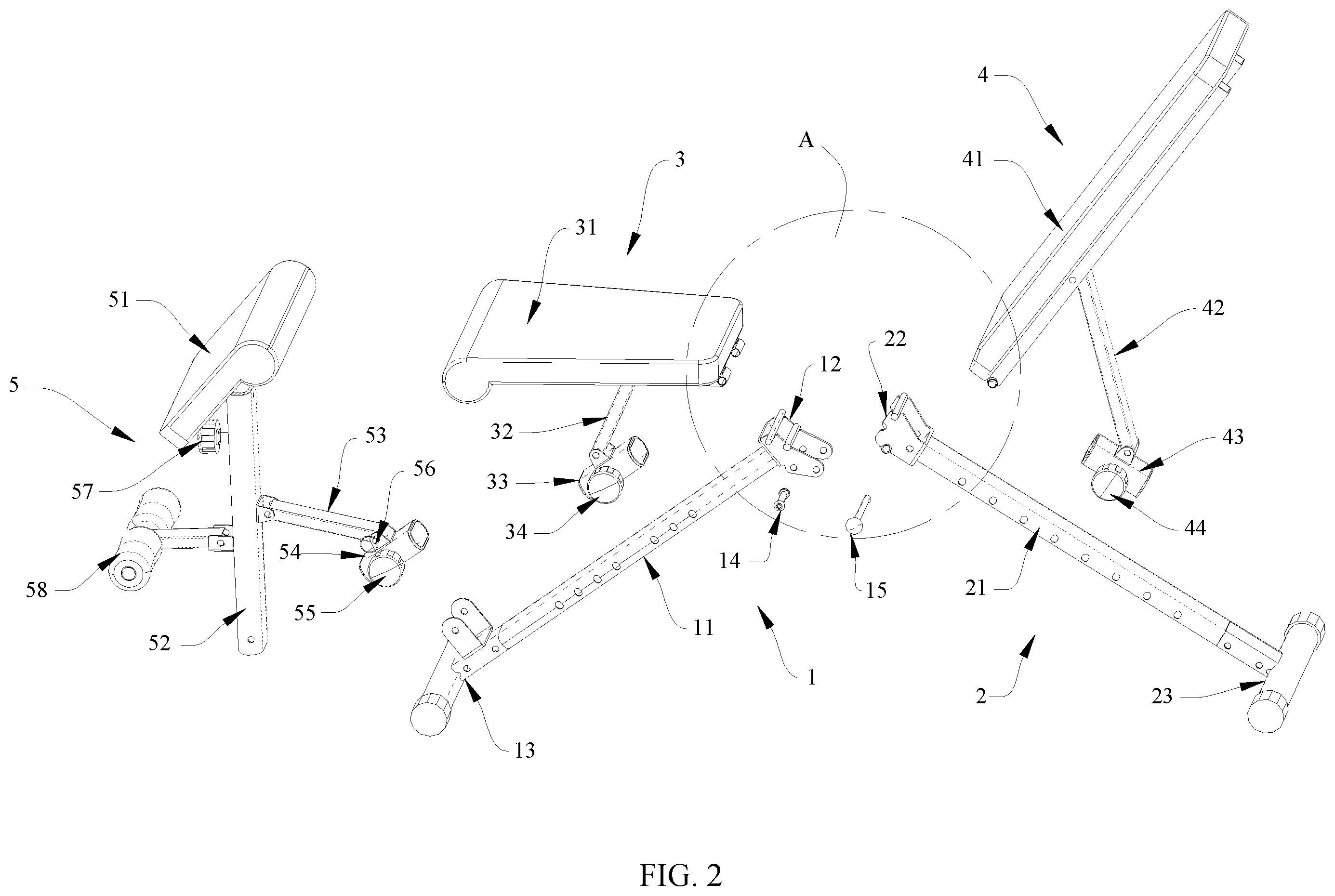 Patent US12350545 Figure 2 – Dumbbell bench