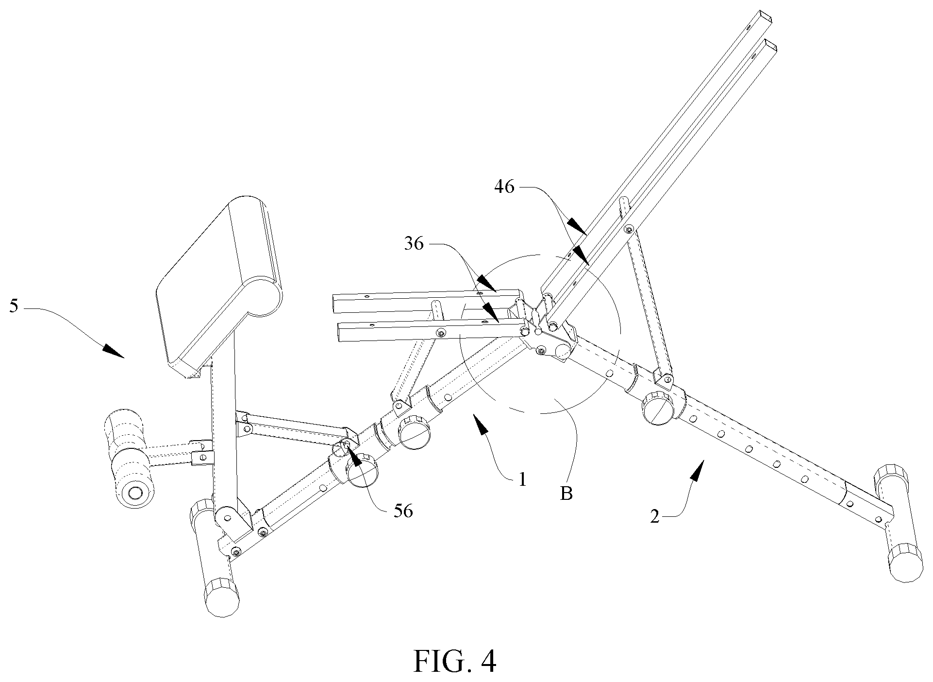 Patent US12350545 Figure 4 – Dumbbell bench