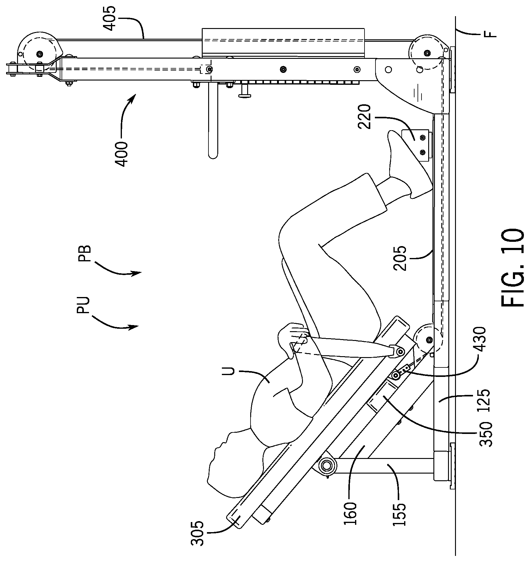 Patent US12350548 Figure 11 – Exercise apparatus for performing a gluteal bridge movement