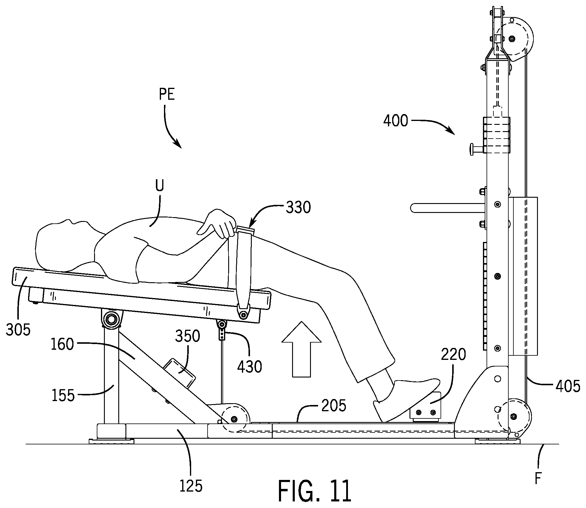Patent US12350548 Figure 12 – Exercise apparatus for performing a gluteal bridge movement