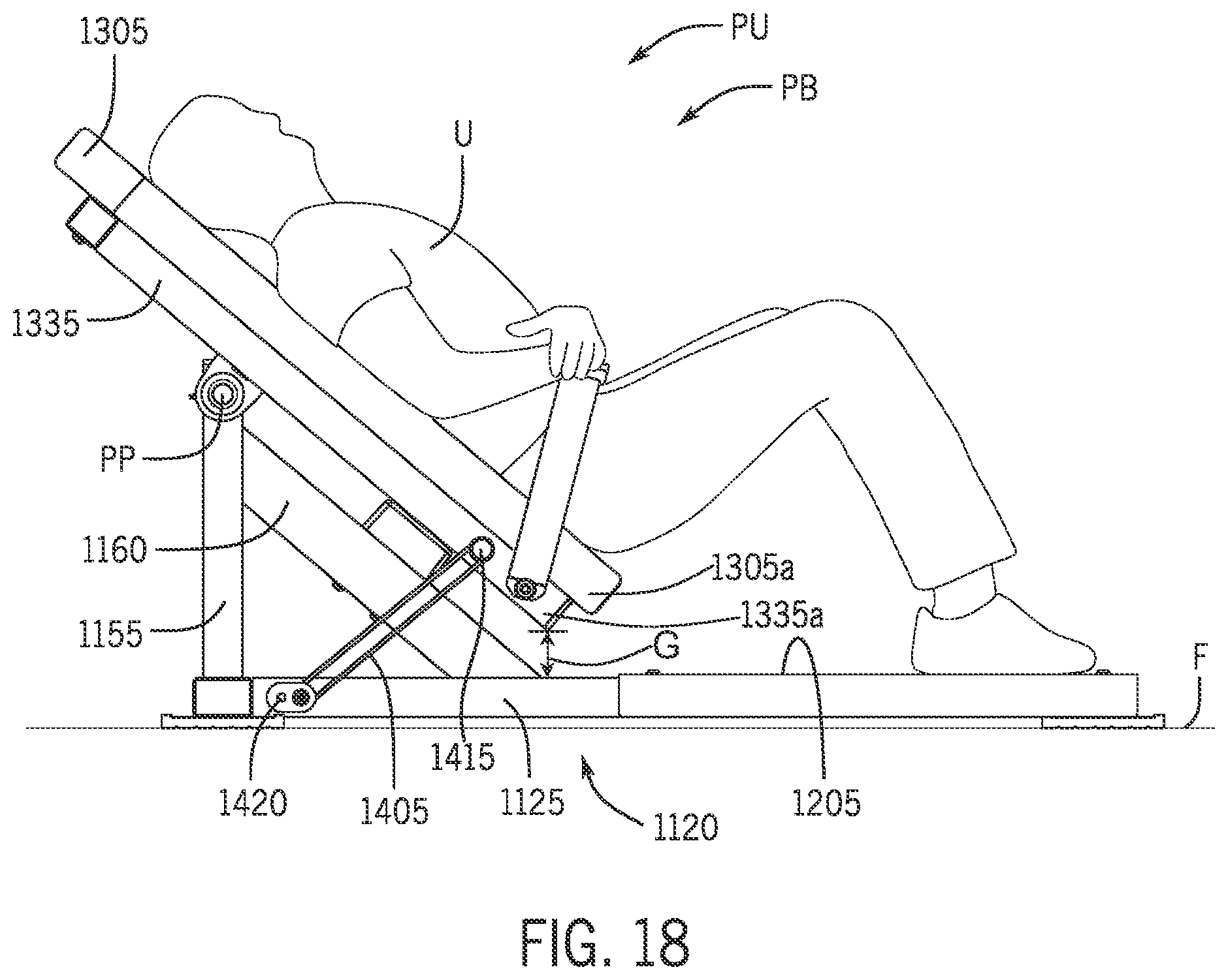 Patent US12350548 Figure 19 – Exercise apparatus for performing a gluteal bridge movement