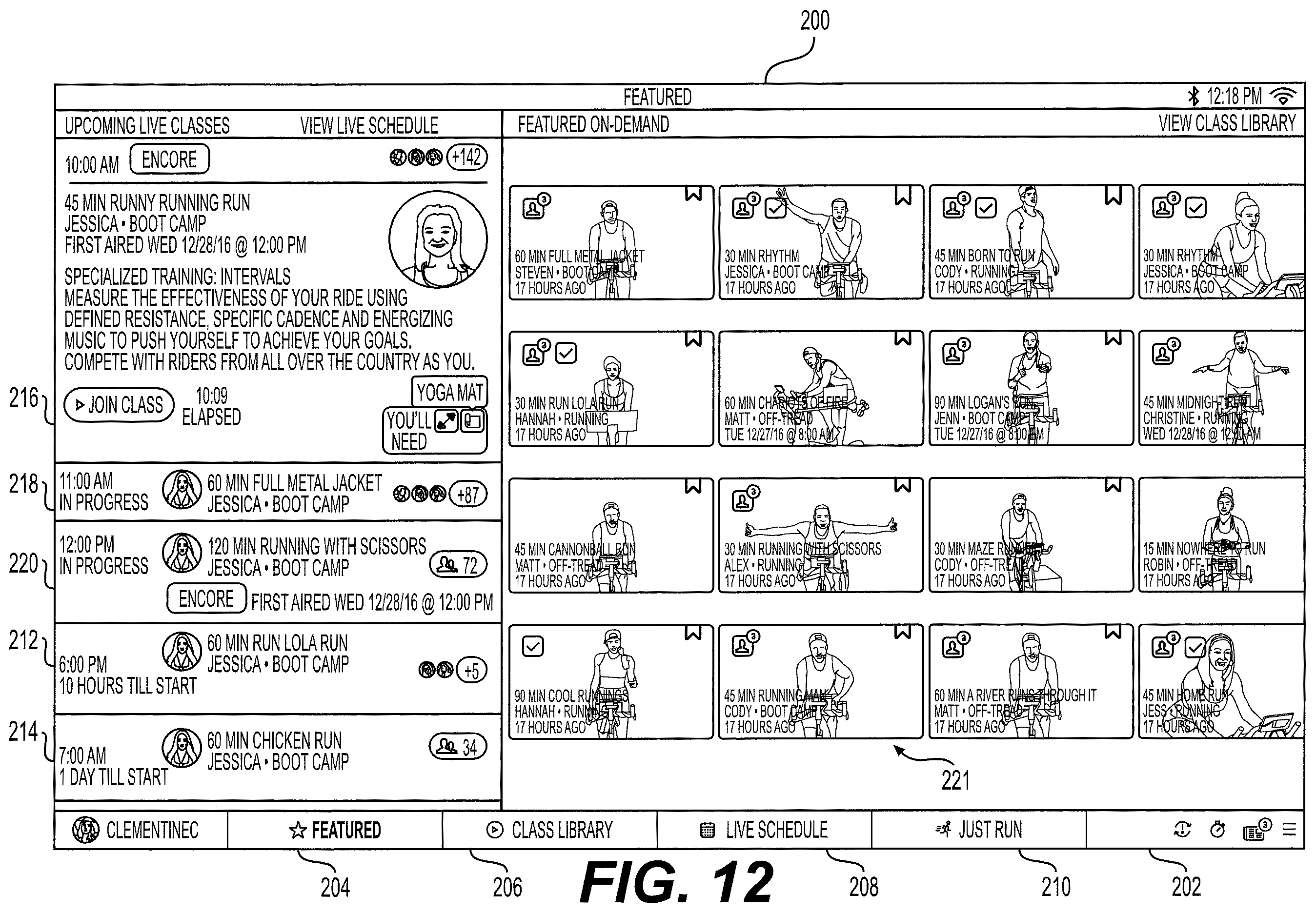 Patent US12350552 Figure 12 – Exercise system and method