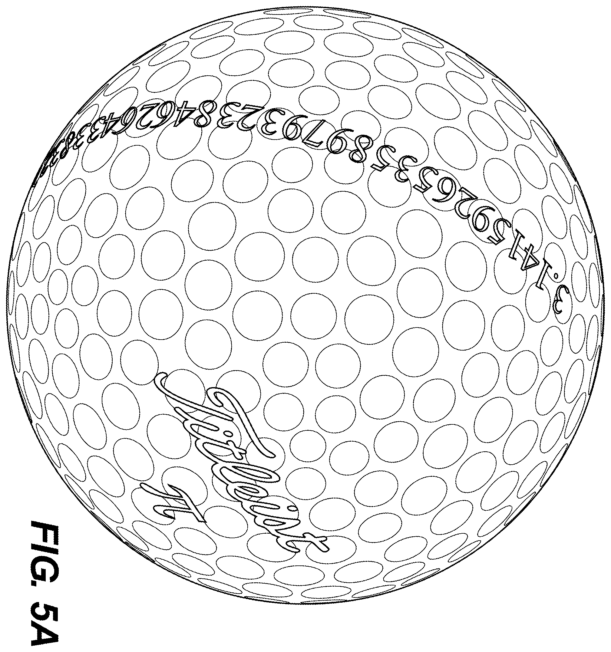 Patent US12350554 Figure 7 – Golf balls having sighting aid and methods of making same