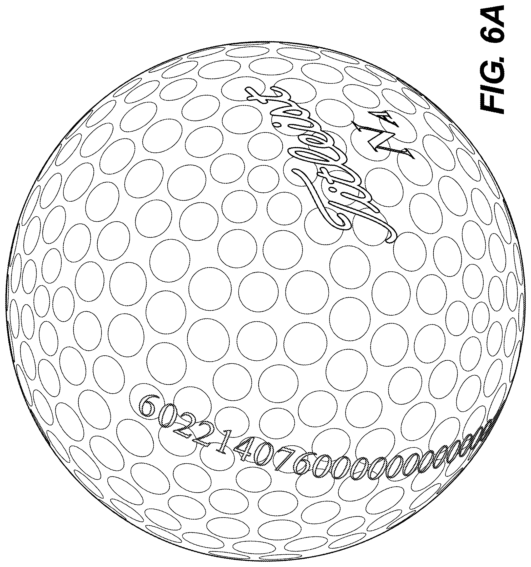Patent US12350554 Figure 14 – Golf balls having sighting aid and methods of making same