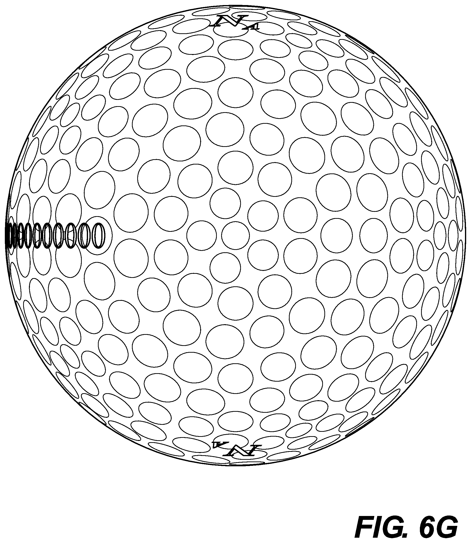 Patent US12350554 Figure 20 – Golf balls having sighting aid and methods of making same