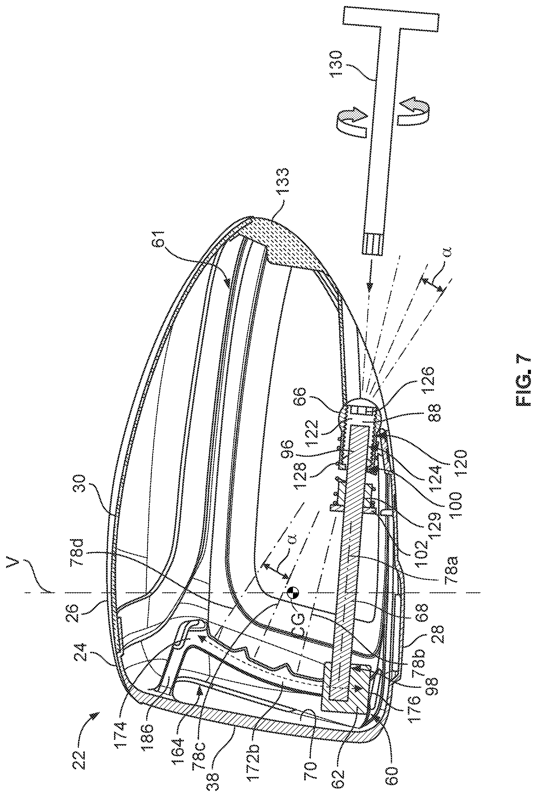 Patent US12350560 Figure 7 – Systems and methods for a club head with a variable center of gravity