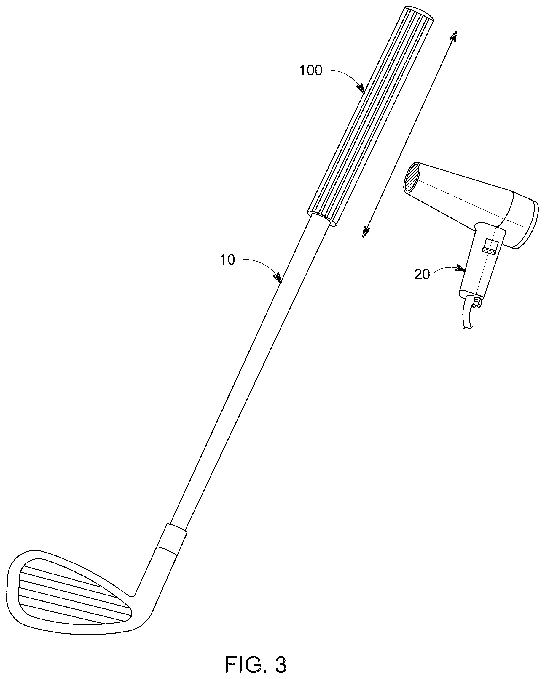 Patent US12350562 Figure 3 – Shrinkable grip sleeve for sports equipment