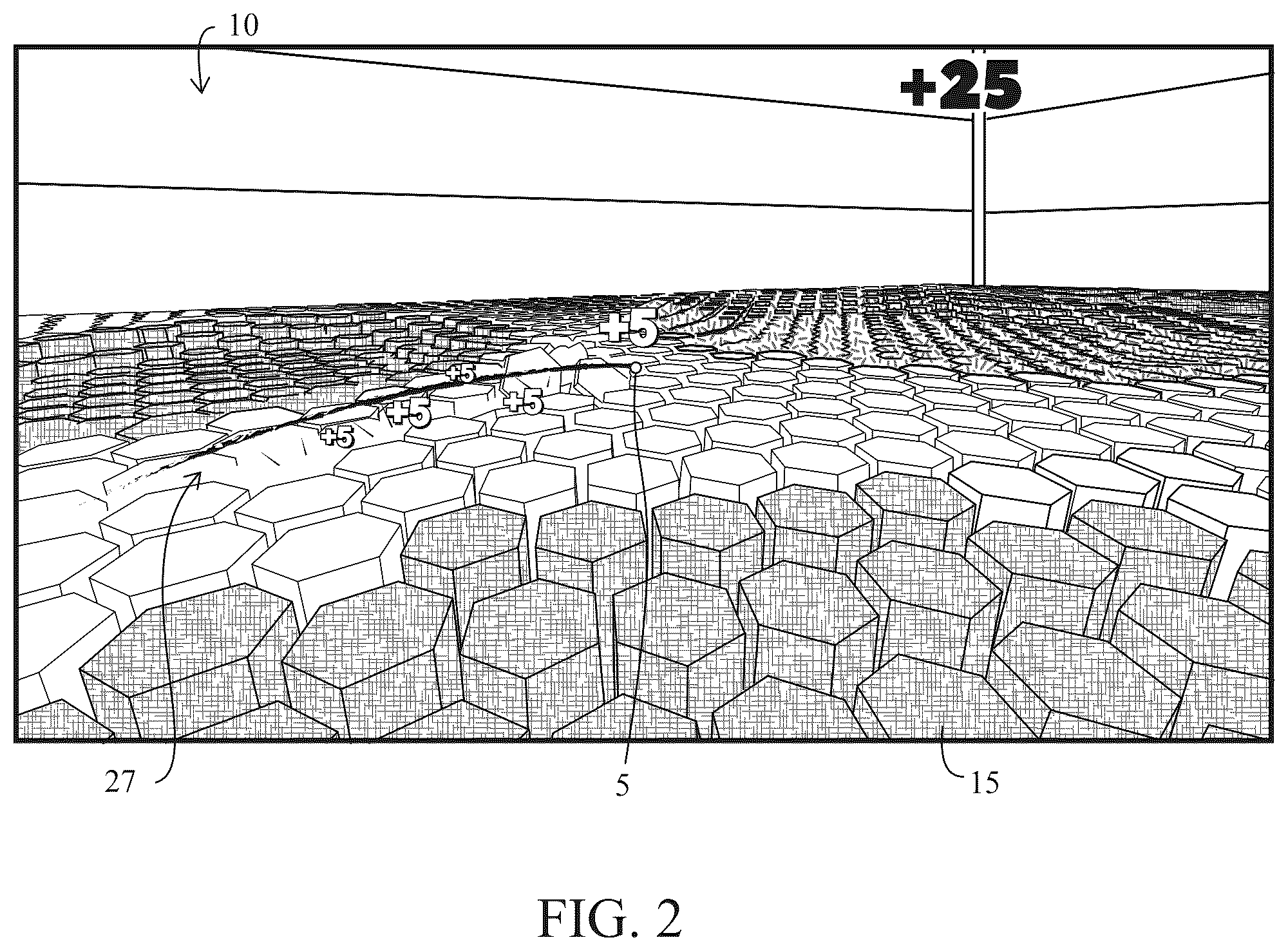 Patent US12350563 Figure 2 – Game with a fully scoreable outfield