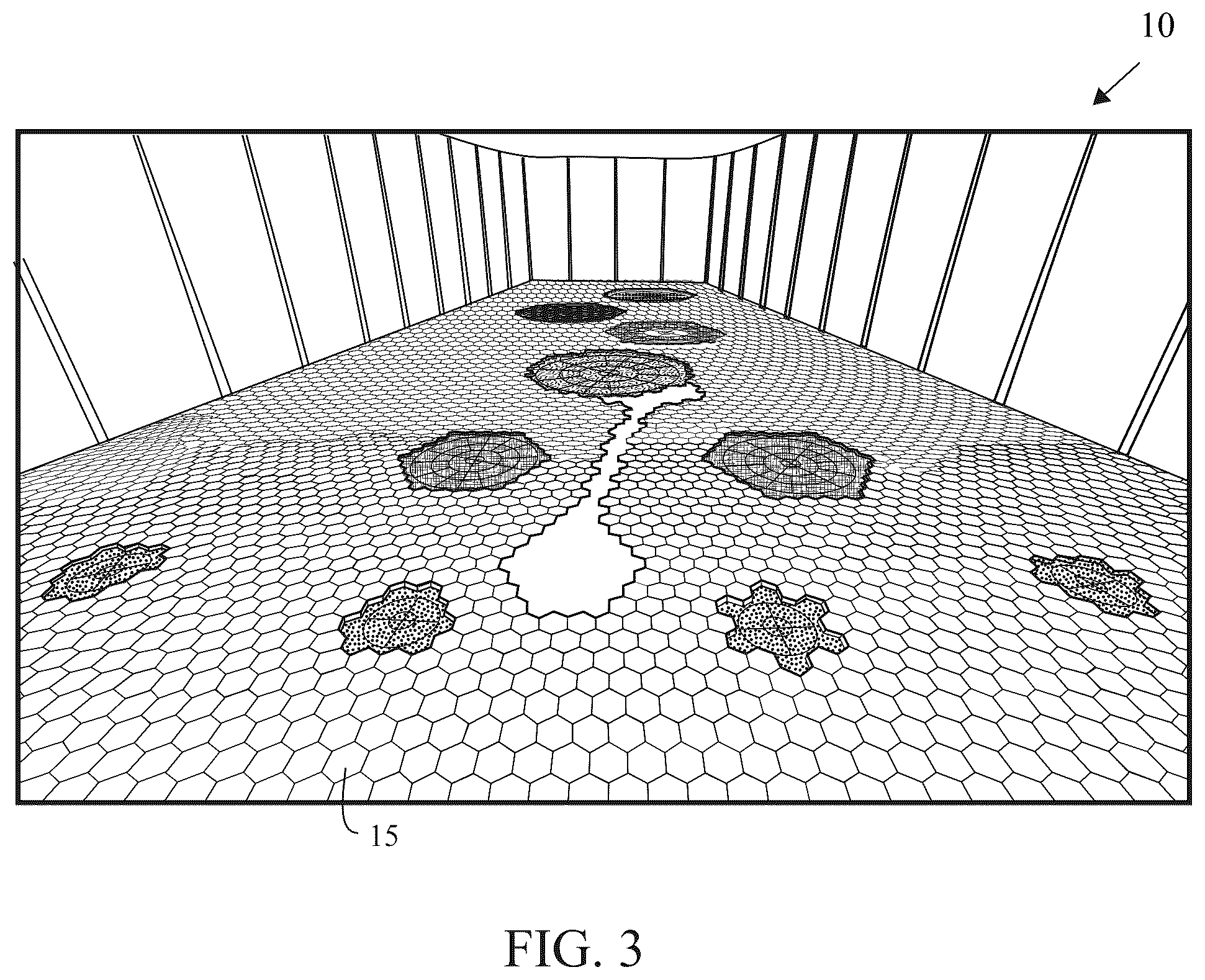 Patent US12350563 Figure 3 – Game with a fully scoreable outfield